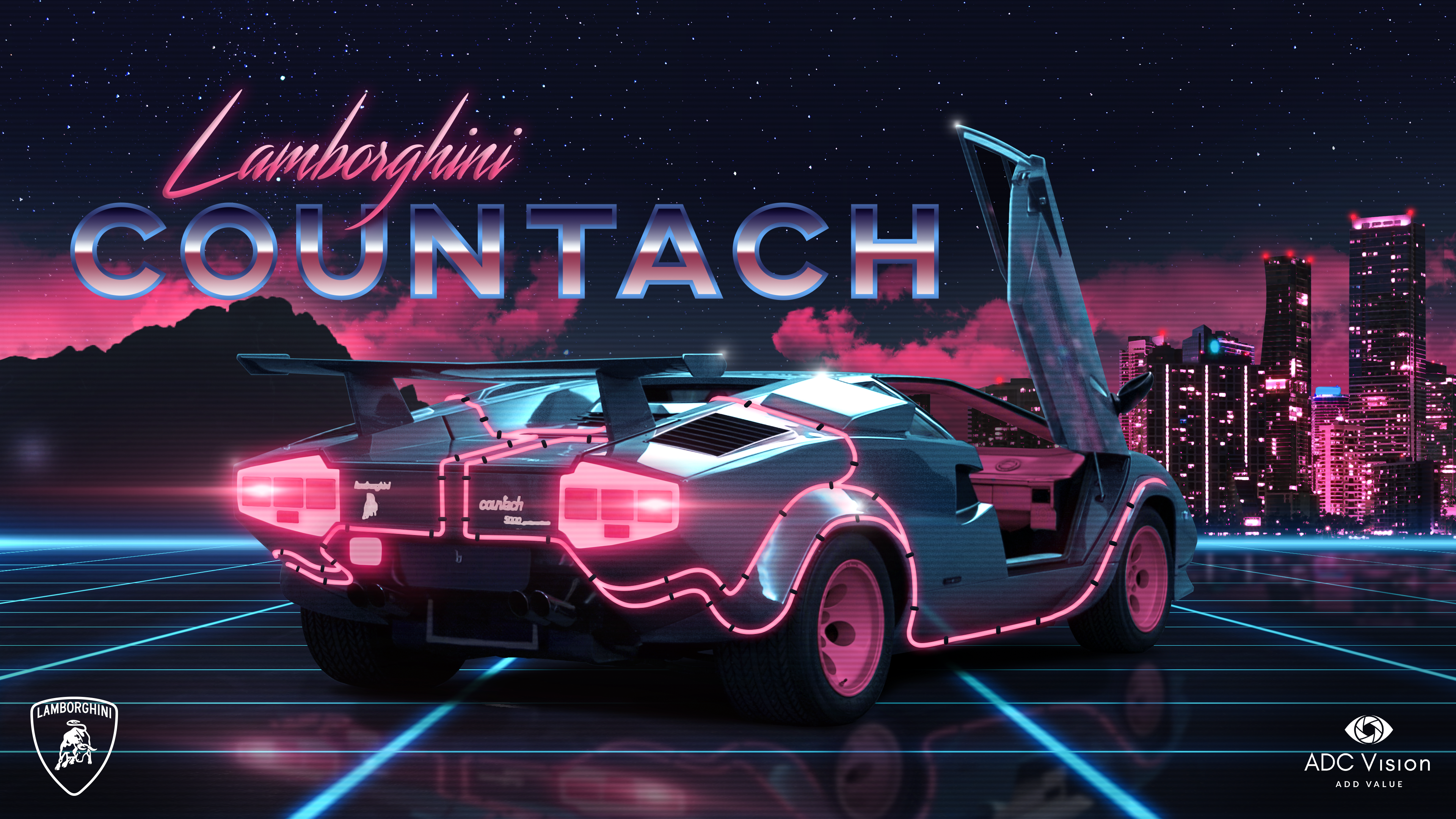 Lamborghini Countach 5000 Back to the future vibe [3840x2160]. Desktop background image, Lamborghini, Lamborghini countach