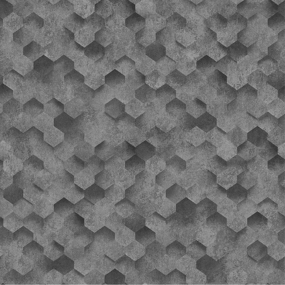 P S 3D Hexagon Geometric Wallpaper Black Metal Grey Honeycomb Paste Wall Vinyl