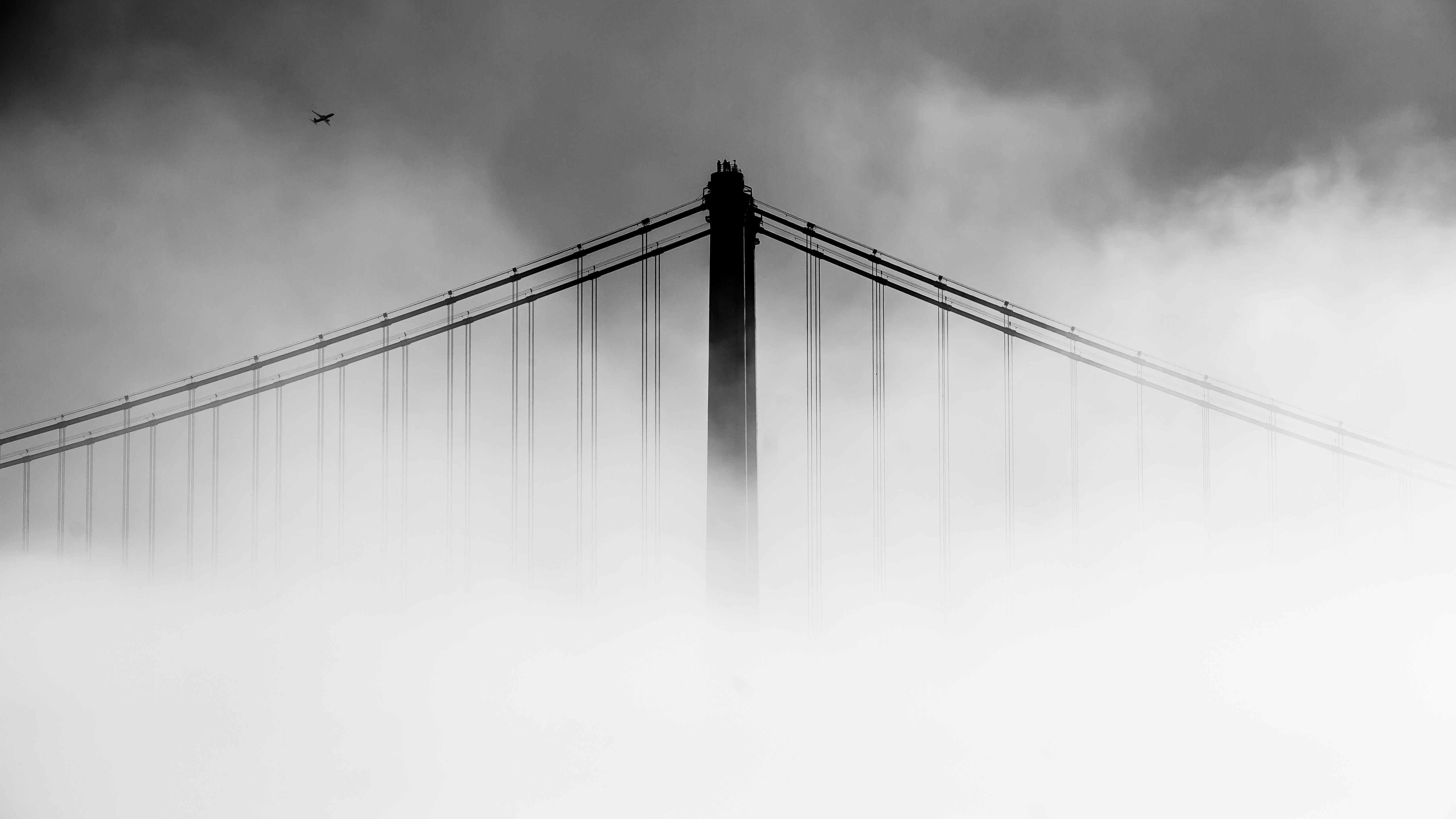 San Francisco Oakland Bay Bridge Covered With Fog 5k HD 4k Wallpaper, Image, Background, Photo and Picture