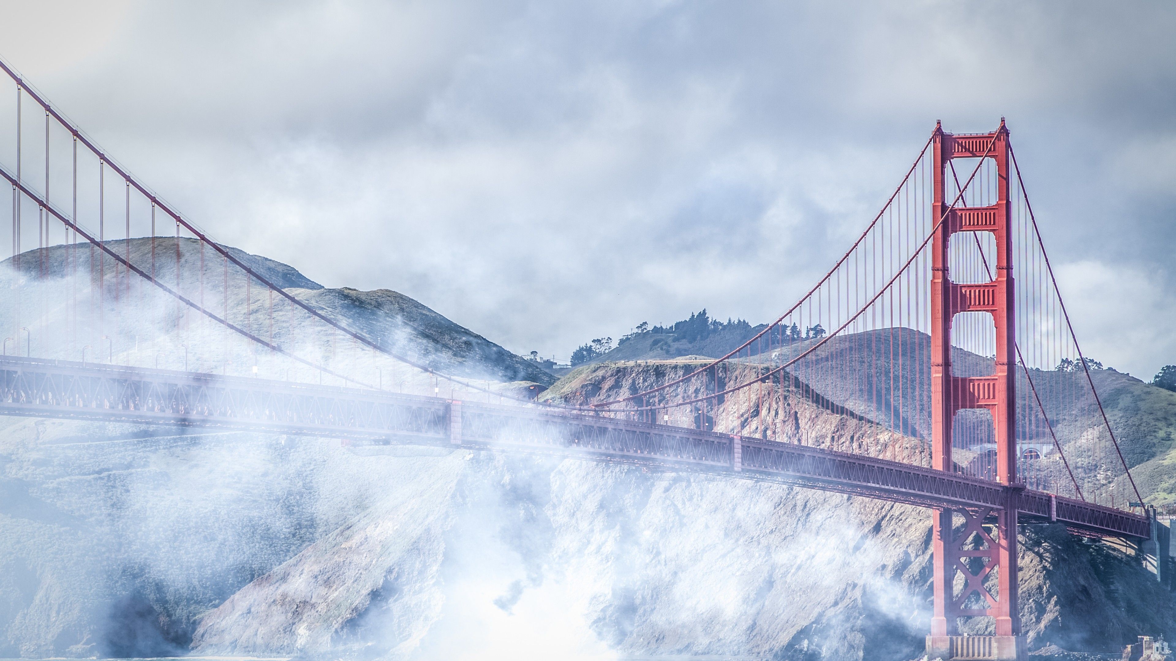Wallpaper San Francisco, 4k, 5k wallpaper, Golden Gate, USA, fog, bridge, OS