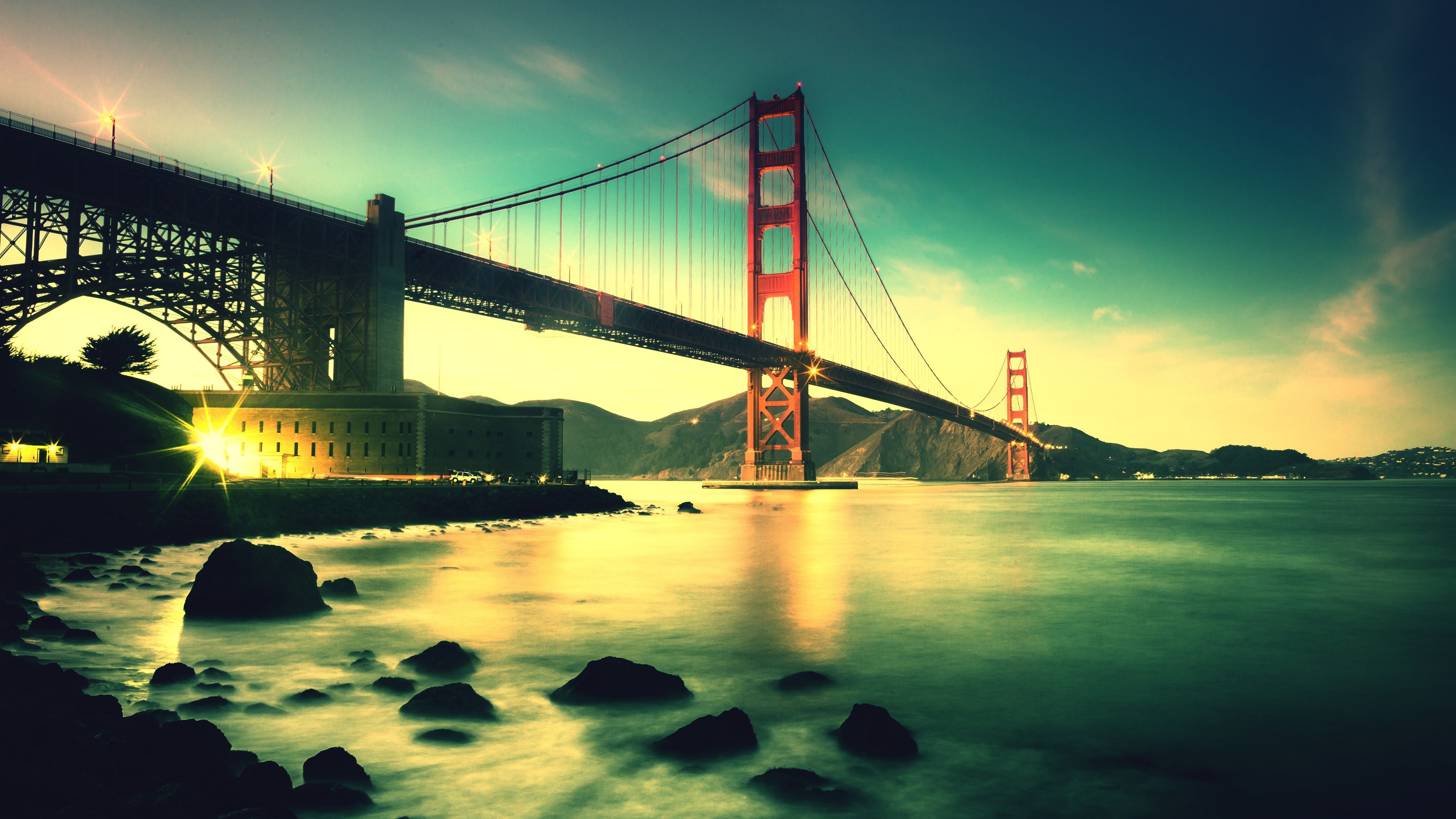 Evening Golden Gate Bridge in San Francisco wallpaper and image, picture, photo