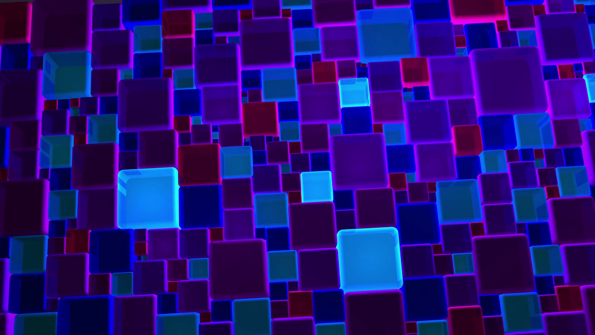 Neon Blue And Violet Lights Cubes Background In 4k Motion Background