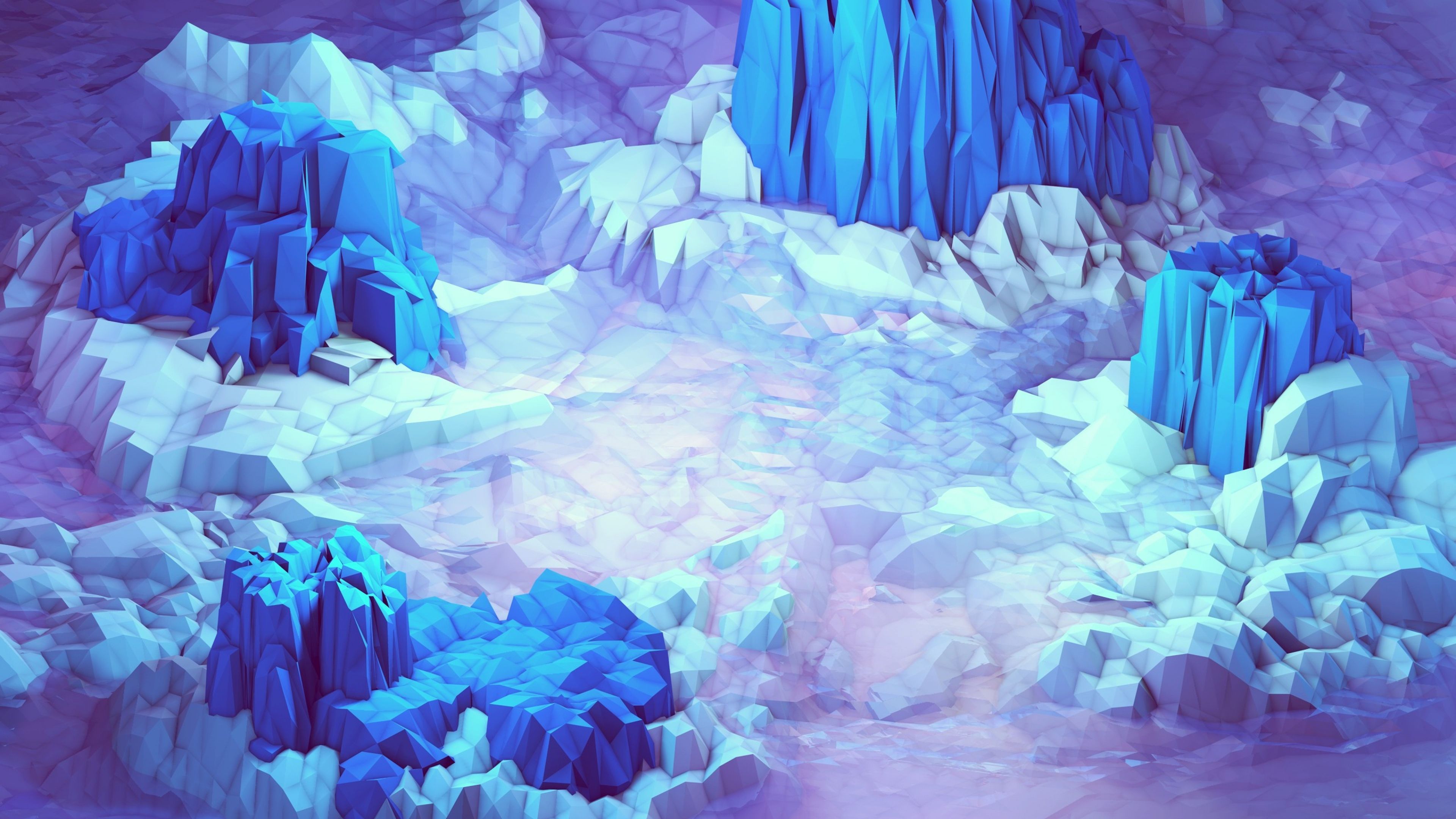 Low Polygon Icy Landscape Wallpaperx2160