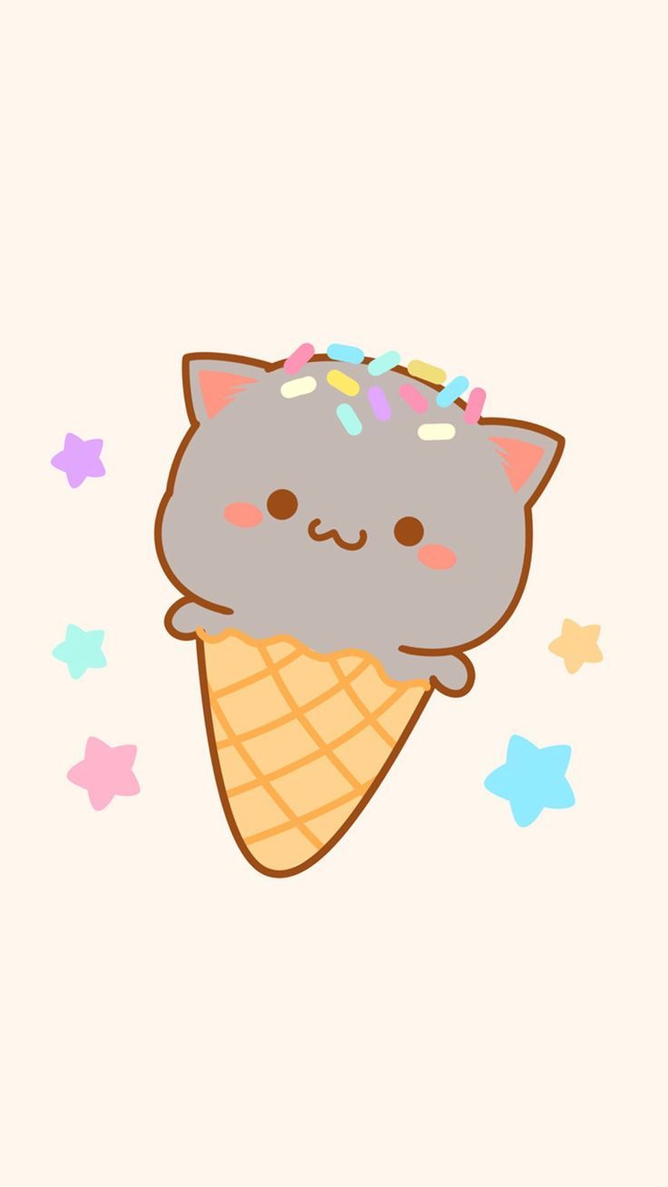kawaii kitty ice cream cone doodle is the perfect size for a kawaii phone background!