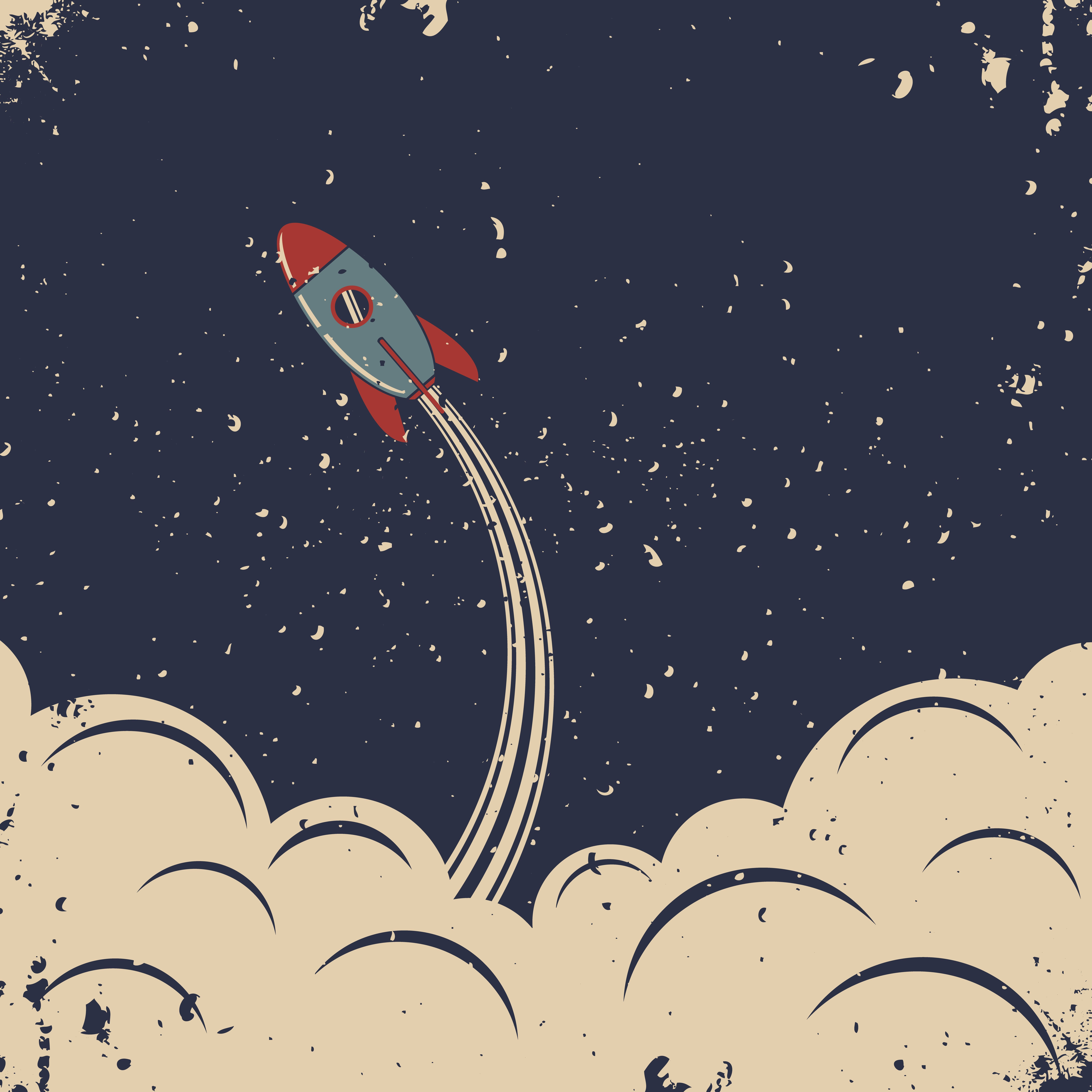 Retro Rocket Launch Wallpaper that's out of this world!
