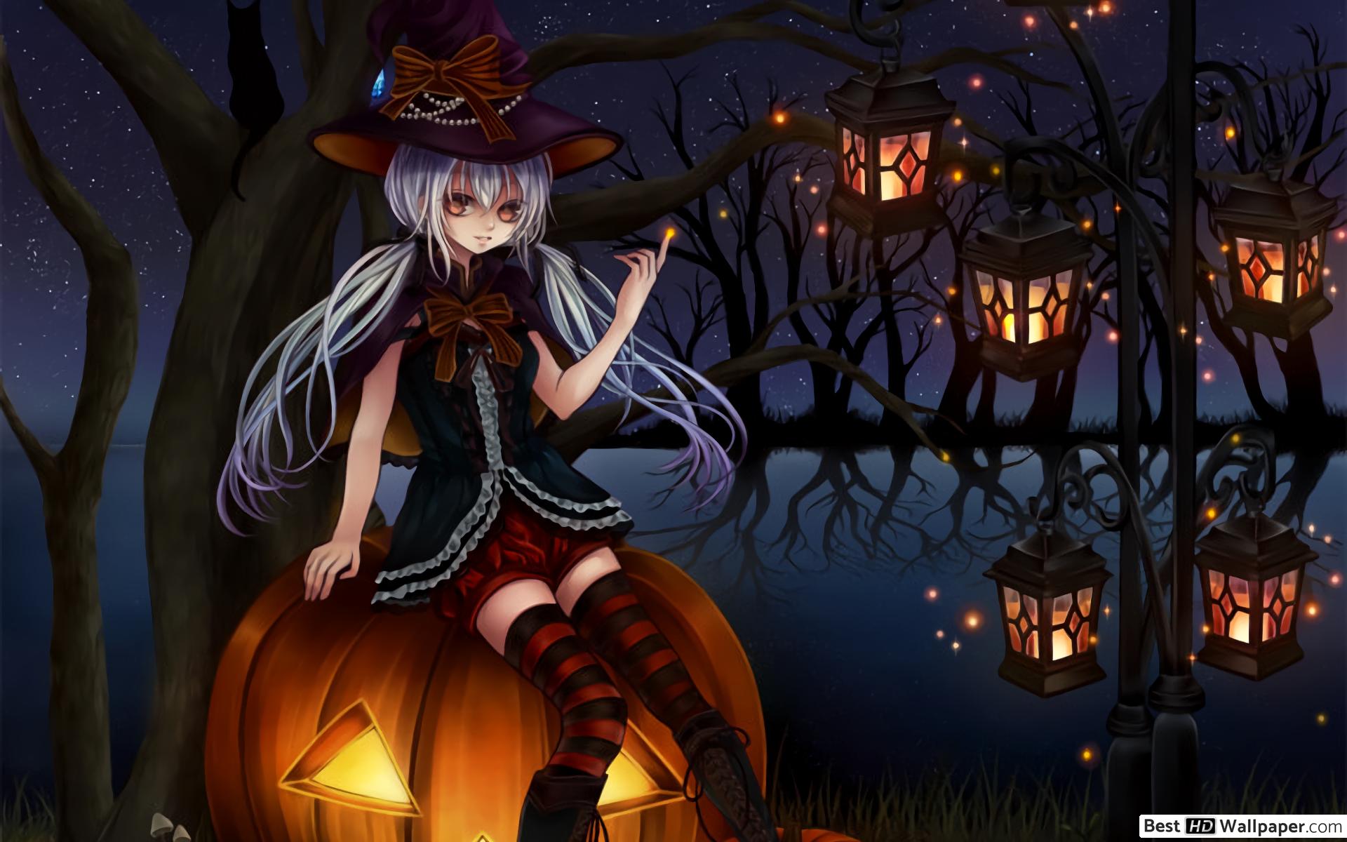 Halloween Anime Witch HD wallpaper download