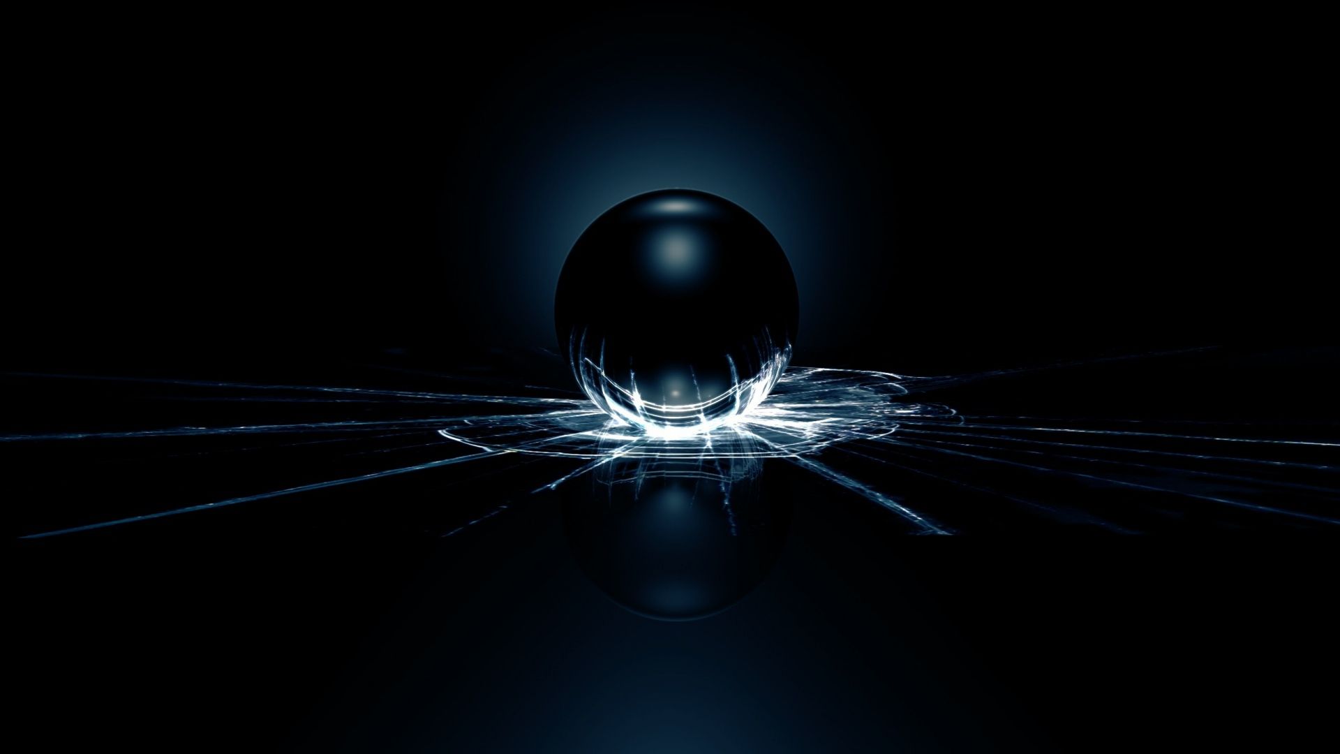 Download Wallpaper 1920x1080 ball, crack, glass, shadow, dark Full HD 1080p HD Background