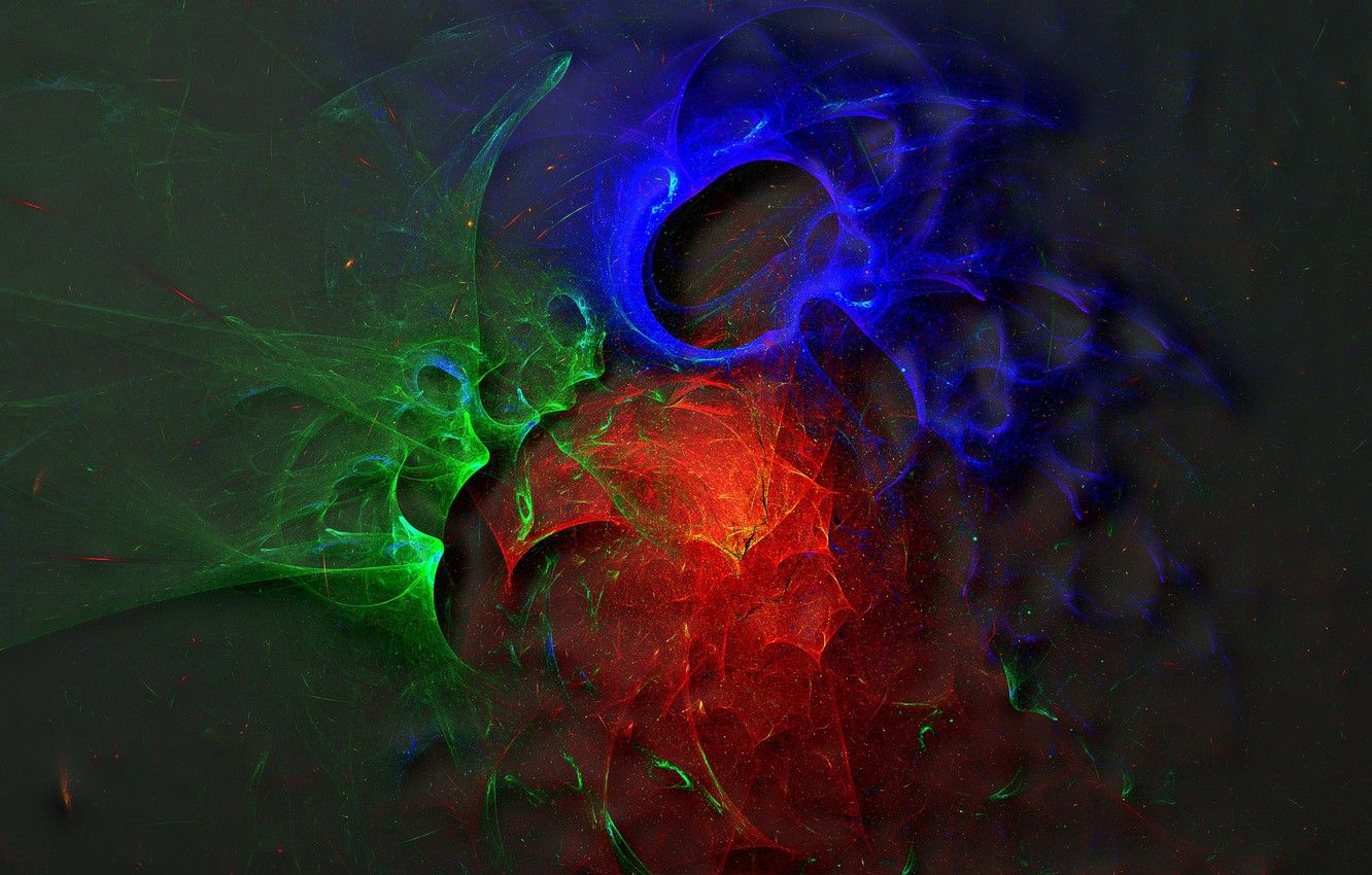 Wallpaper green, colorful, abstract, red, blue, digital art, Fractal image for desktop, section абстракции