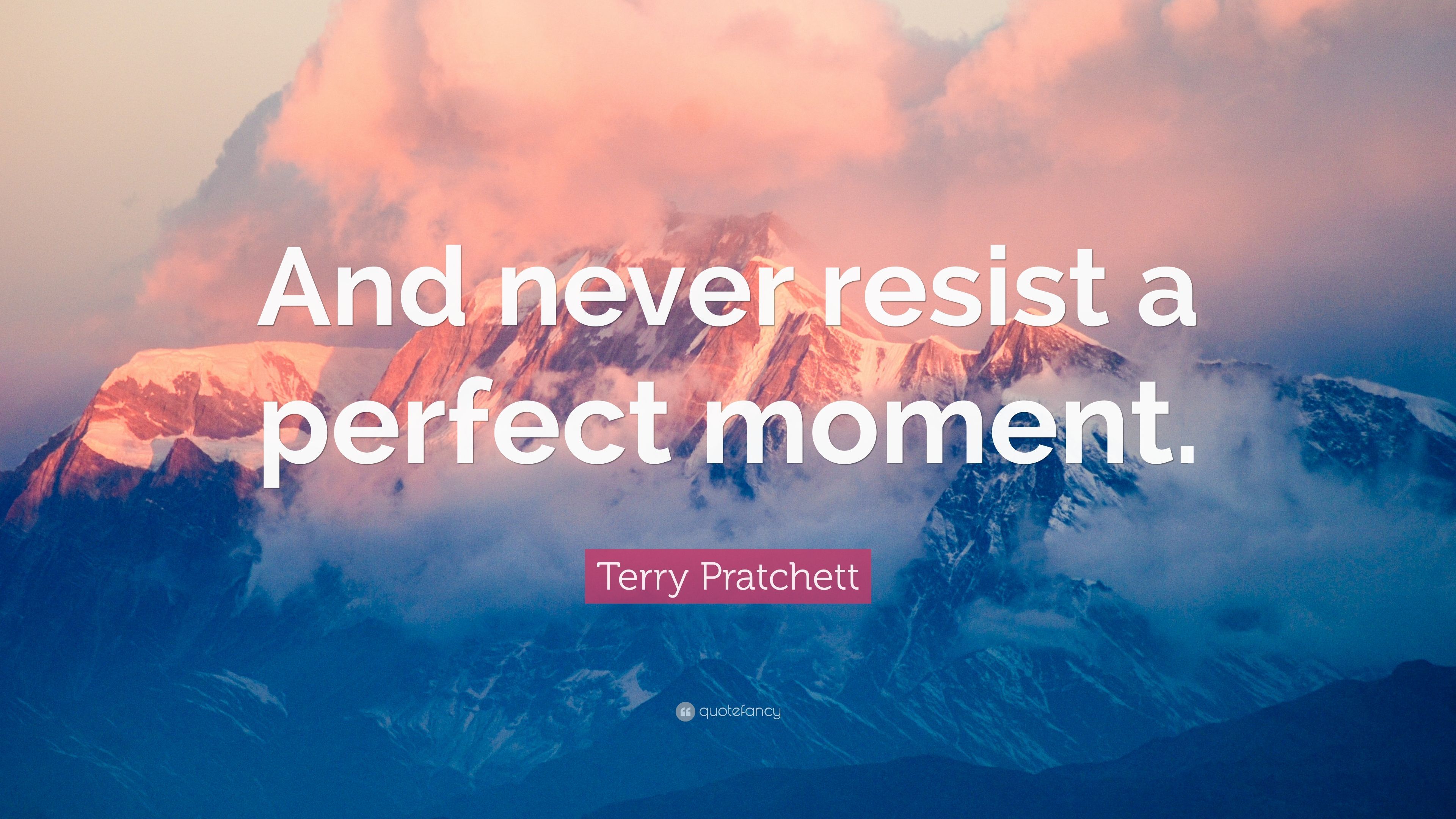 Terry Pratchett Quote: “And never resist a perfect moment.” (7 wallpaper)