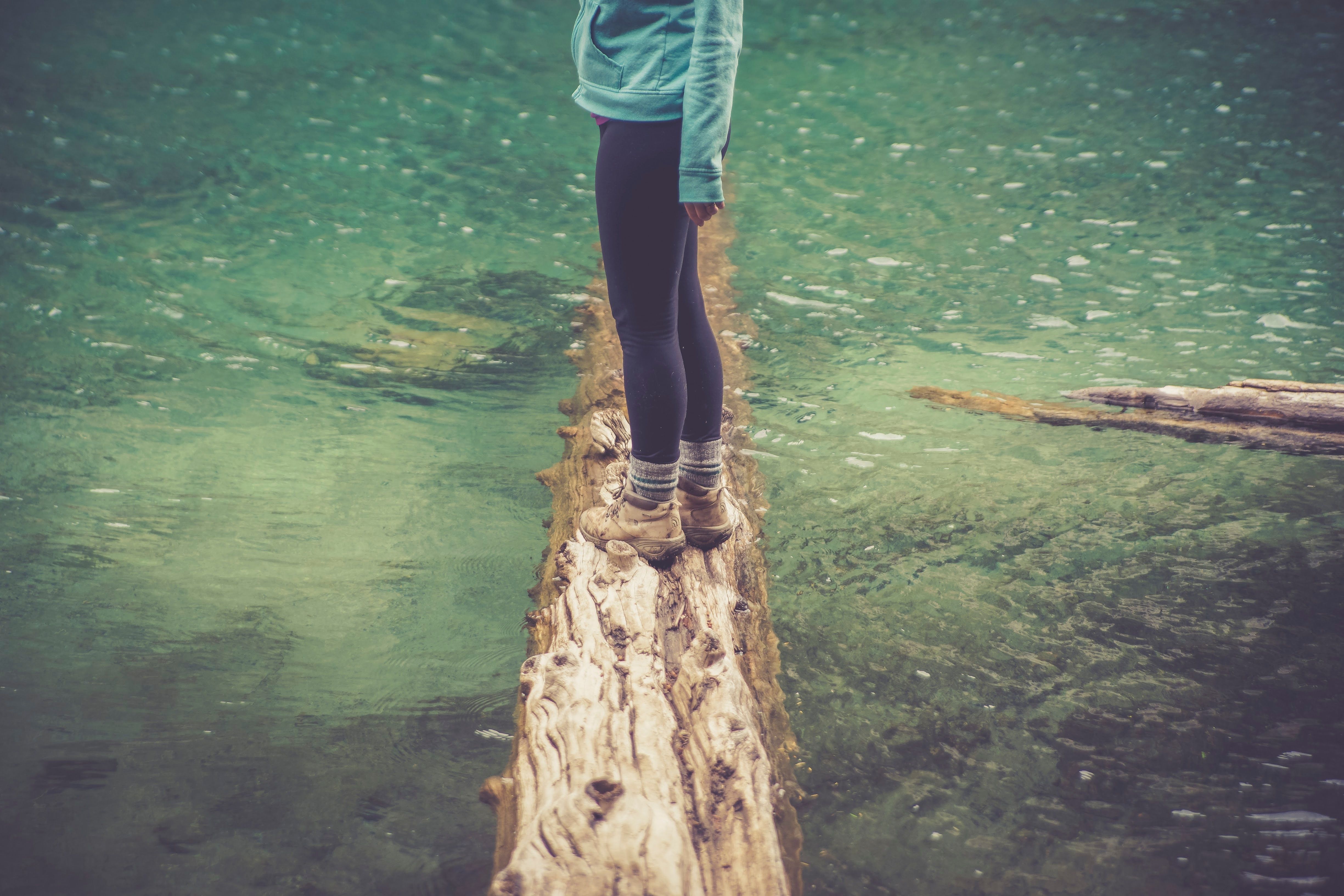4898x3265 #girl, #walking boots, #Creative Commons image, #trunk, #nature, #stand, #hiking boots, #female, #river, #water, #lake, #woman, #balance, #tree, #hike, #clear, #lady, #wood, #log, #person, #walk. Mocah.org HD Desktop Wallpaper