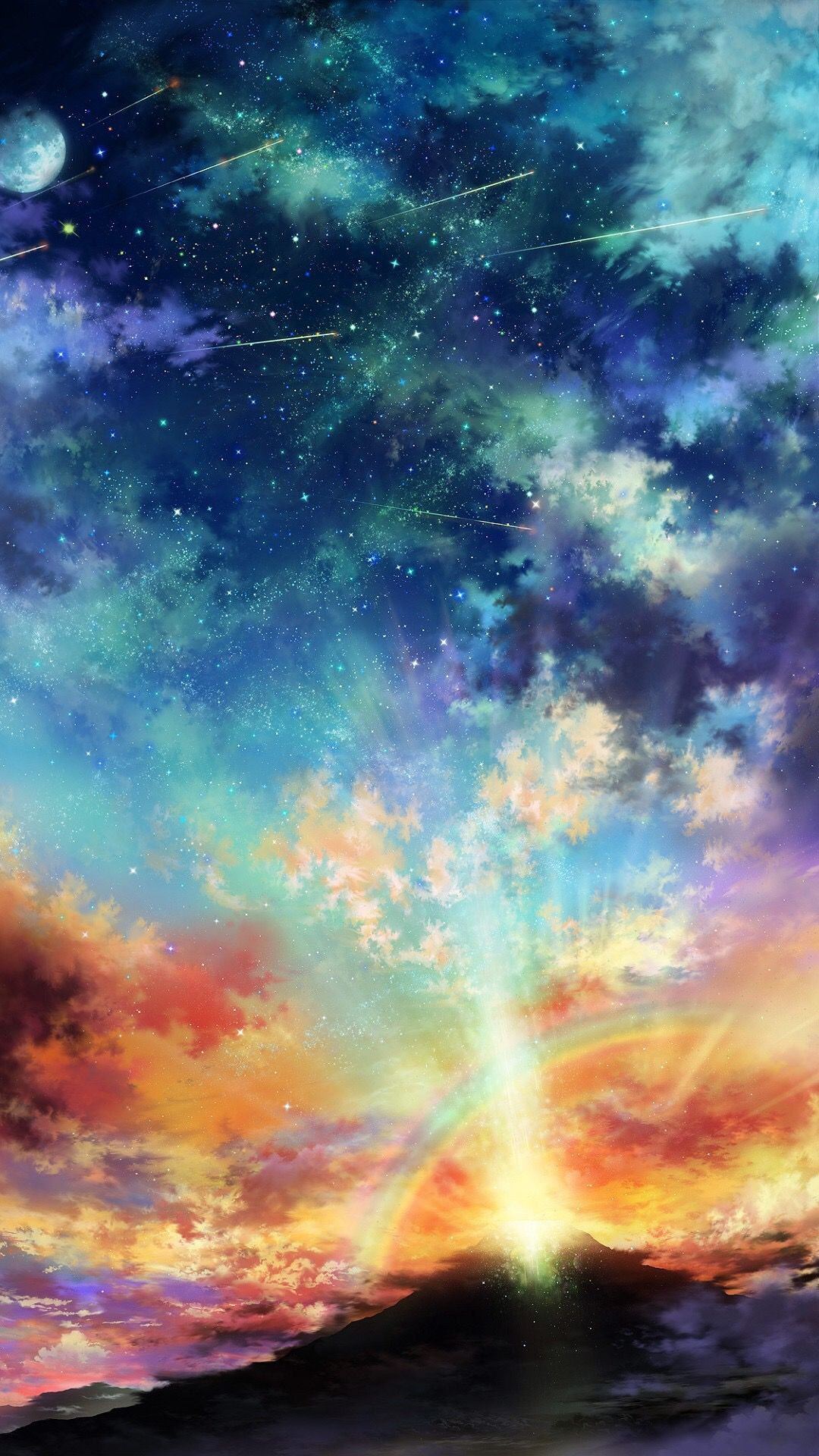shiny colorful sky. Anime scenery, Painting kits, Scenery