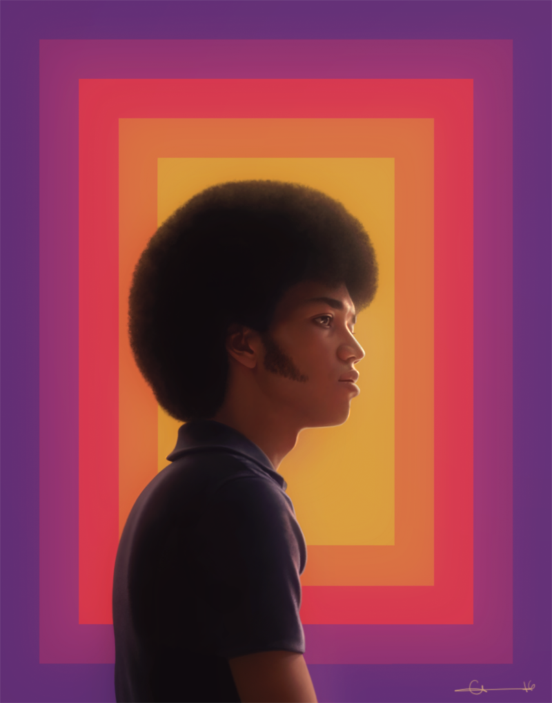 Zeke, drawn in PS. Caption: A realistic digital painting of Zeke from The Get Down. Portrait is in profile from. The get down, History of hip hop, Nostalgia art