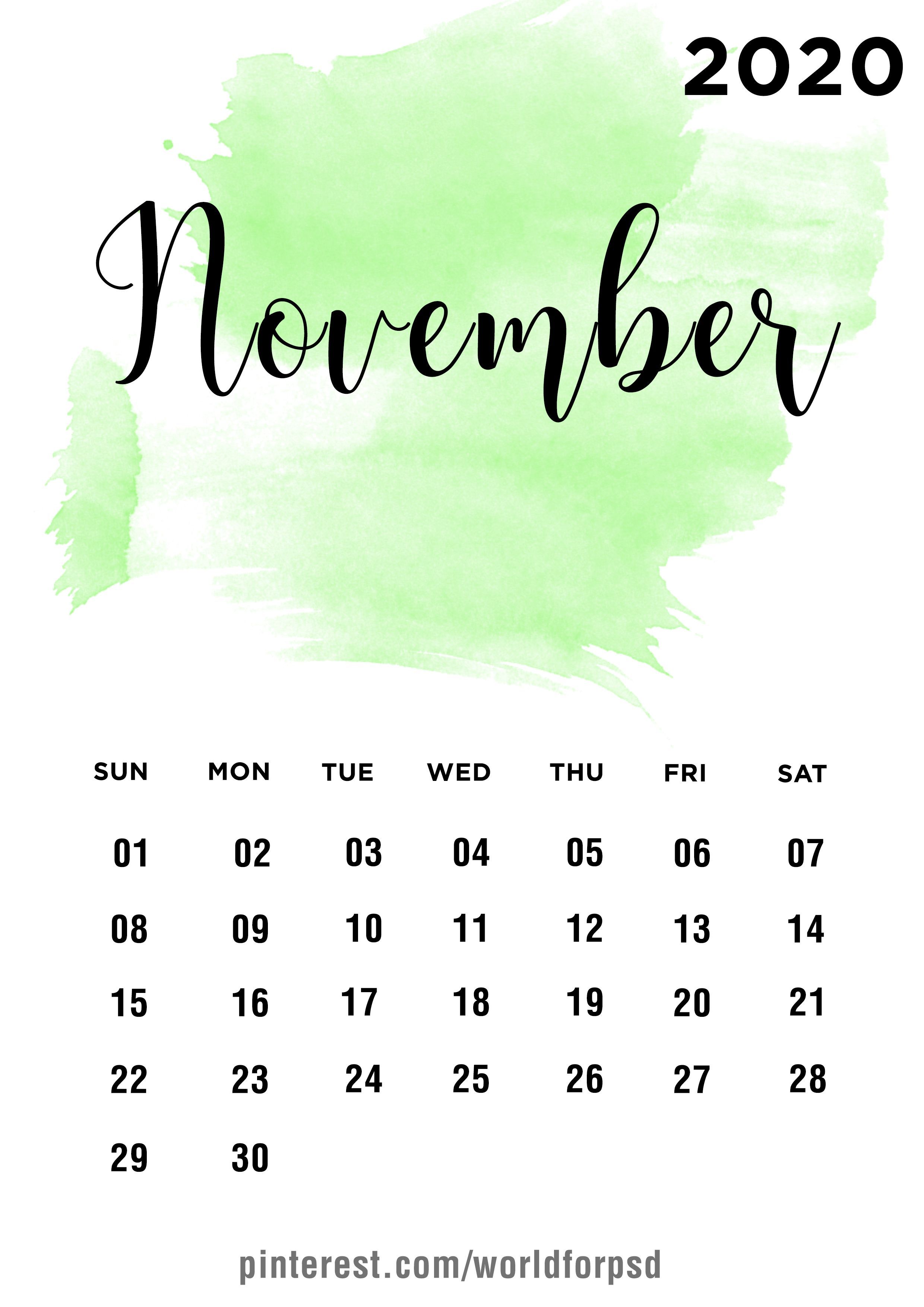 November 2020 Calendar. Calendar wallpaper, Calendar Calendar design