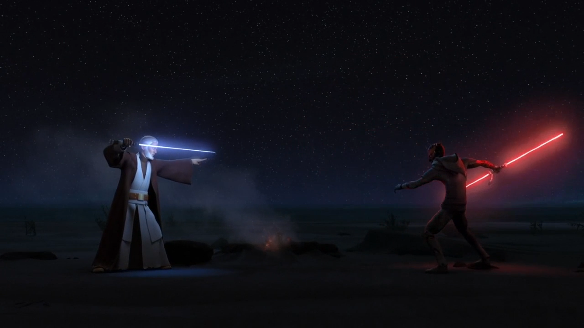 Obi Wan Kenobi, Darth Maul, Ahsoka Tano, And Kanan Jarrus Vs Emperor Palpatine And Darth Vader
