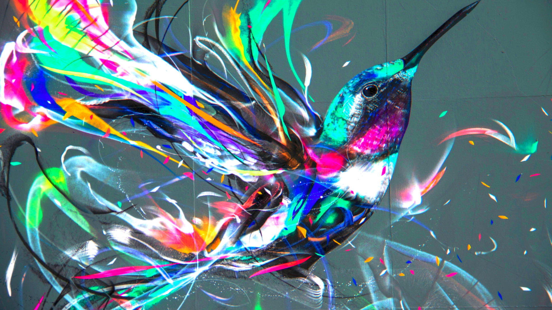 Hummingbird. I see a hummingbird. Its wings flutter.