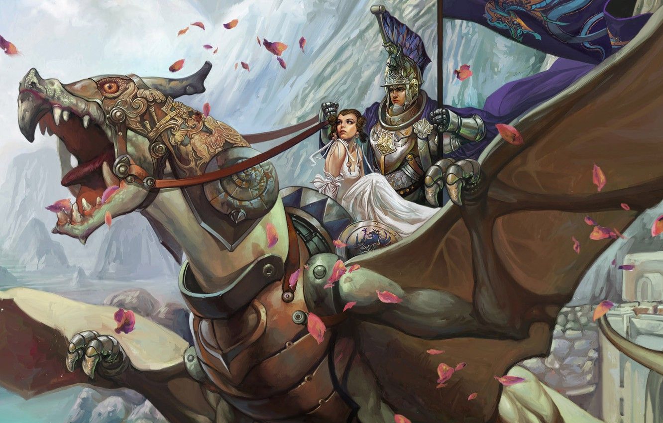 Wallpaper girl, fantasy, dragon, rider image for desktop, section фантастика