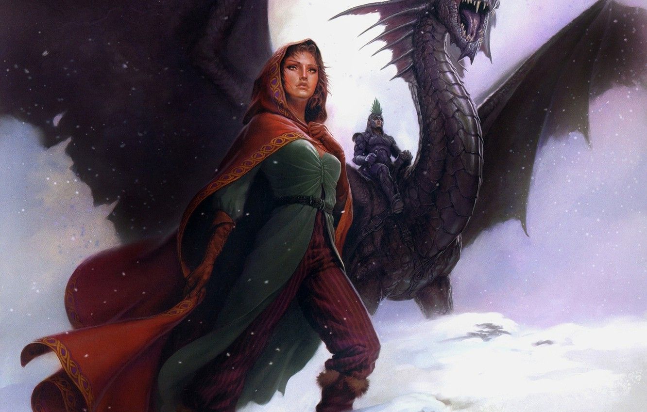 Wallpaper girl, fantasy, dragon, rider, adventure image for desktop, section фантастика