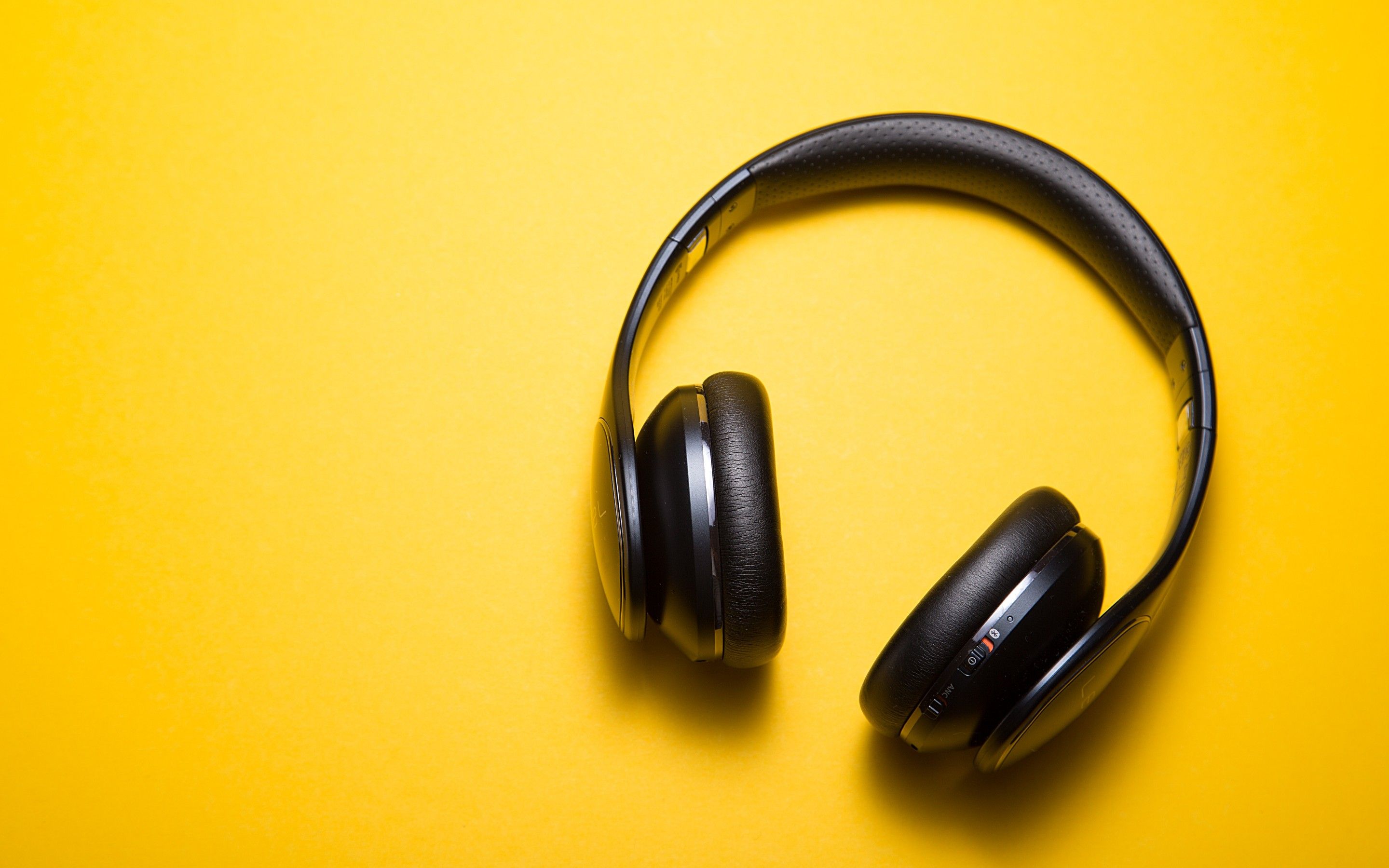 Wallpaper Headphones, Yellow background, HD, 5K, Music