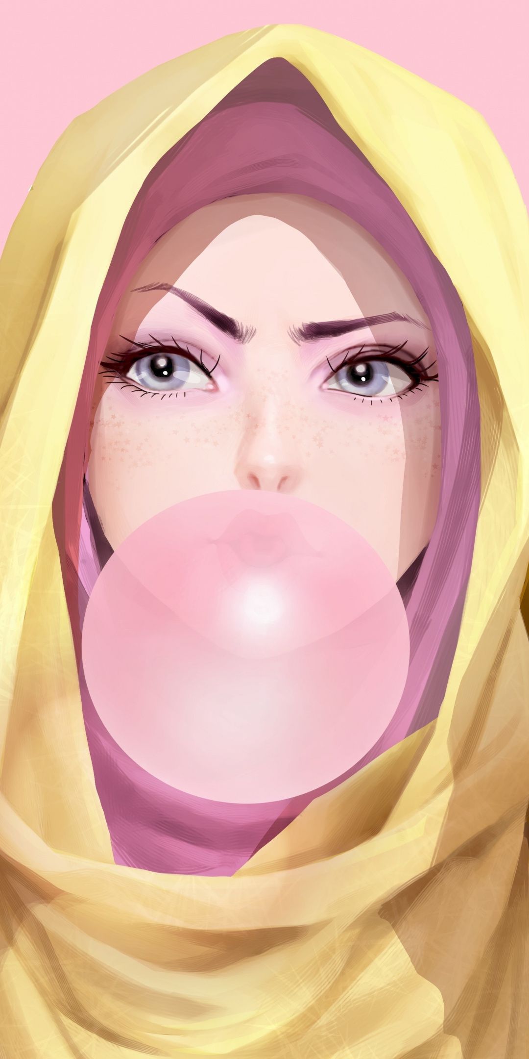 Girl in hood, bubble gum, original, art wallpaper. Bubble gum, Bubbles wallpaper, Blowing bubble gum