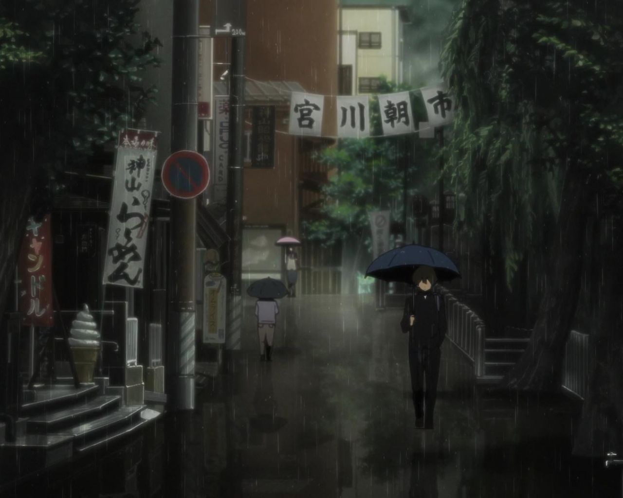 Desktop Wallpaper Rain, Walk, Anime Boy, Hyouka, HD Image, Picture, Background, Ba3455