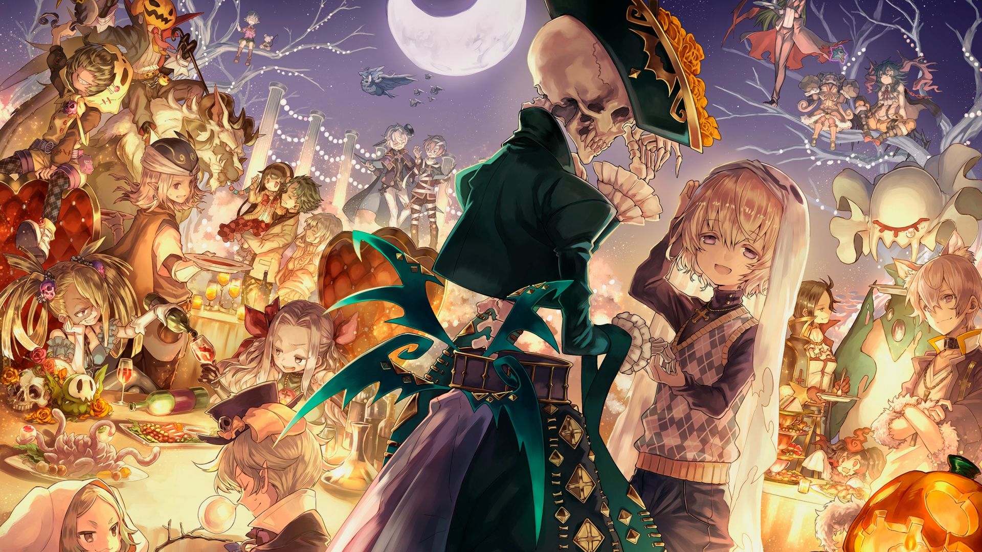 Desktop Wallpaper Halloween, Anime Girl, Ghost, Original, HD Image, Picture, Background, 4d02a9