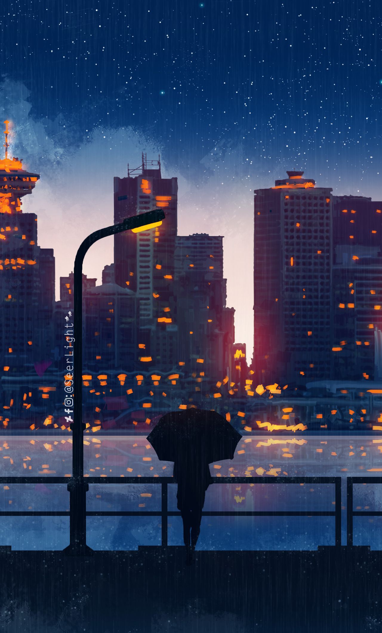 Anime City Lights At Night Aesthetic Wallpapers - Wallpaper Cave