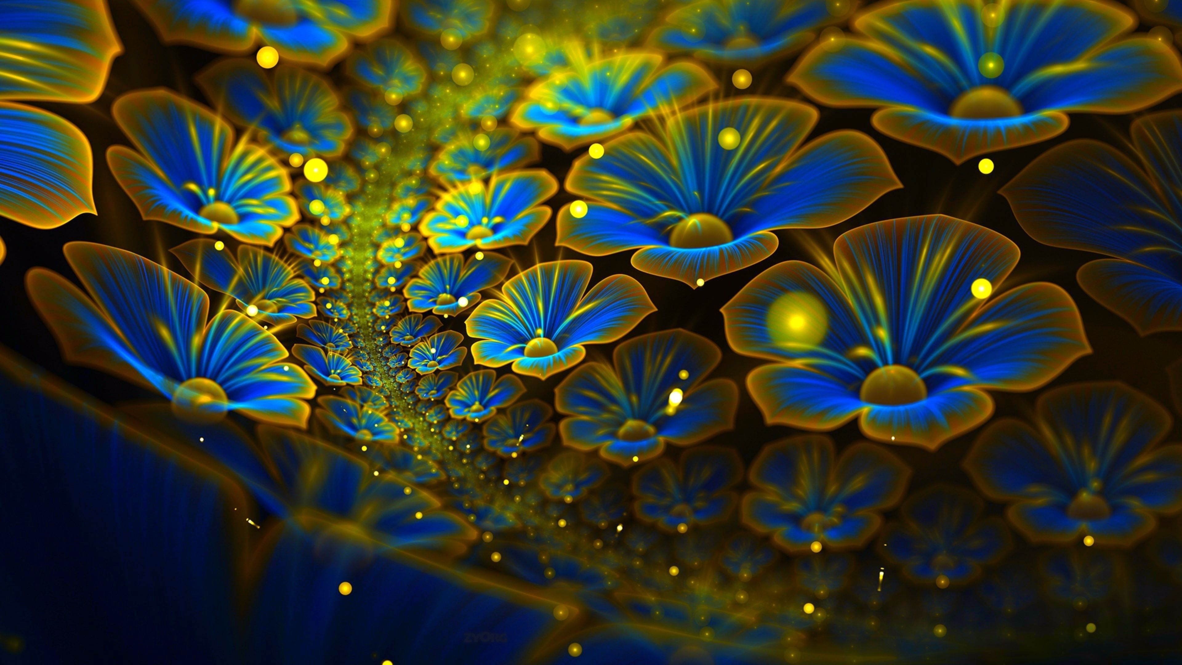Wallpaper abstract, flowers, 4k, 5k, android wallpaper, blue, green, 3D, Abstract