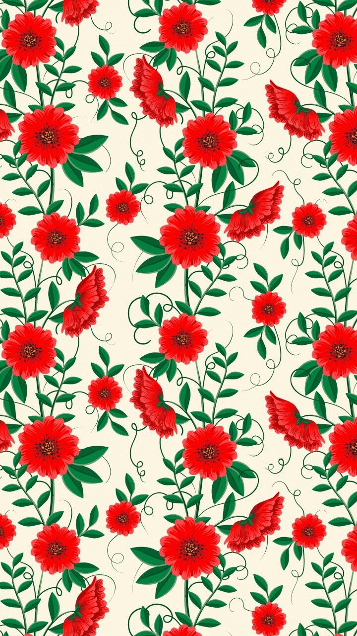 art, background, cartoon, colorful, colour, cute art, design, drawing, flora, flowers, green, illustration, iphone, kawaii, leaves, pastel, pattern, red, texture, vintage, wallpaper, watercolor, we heart it, flowers background, flowers pattern, wallpaper