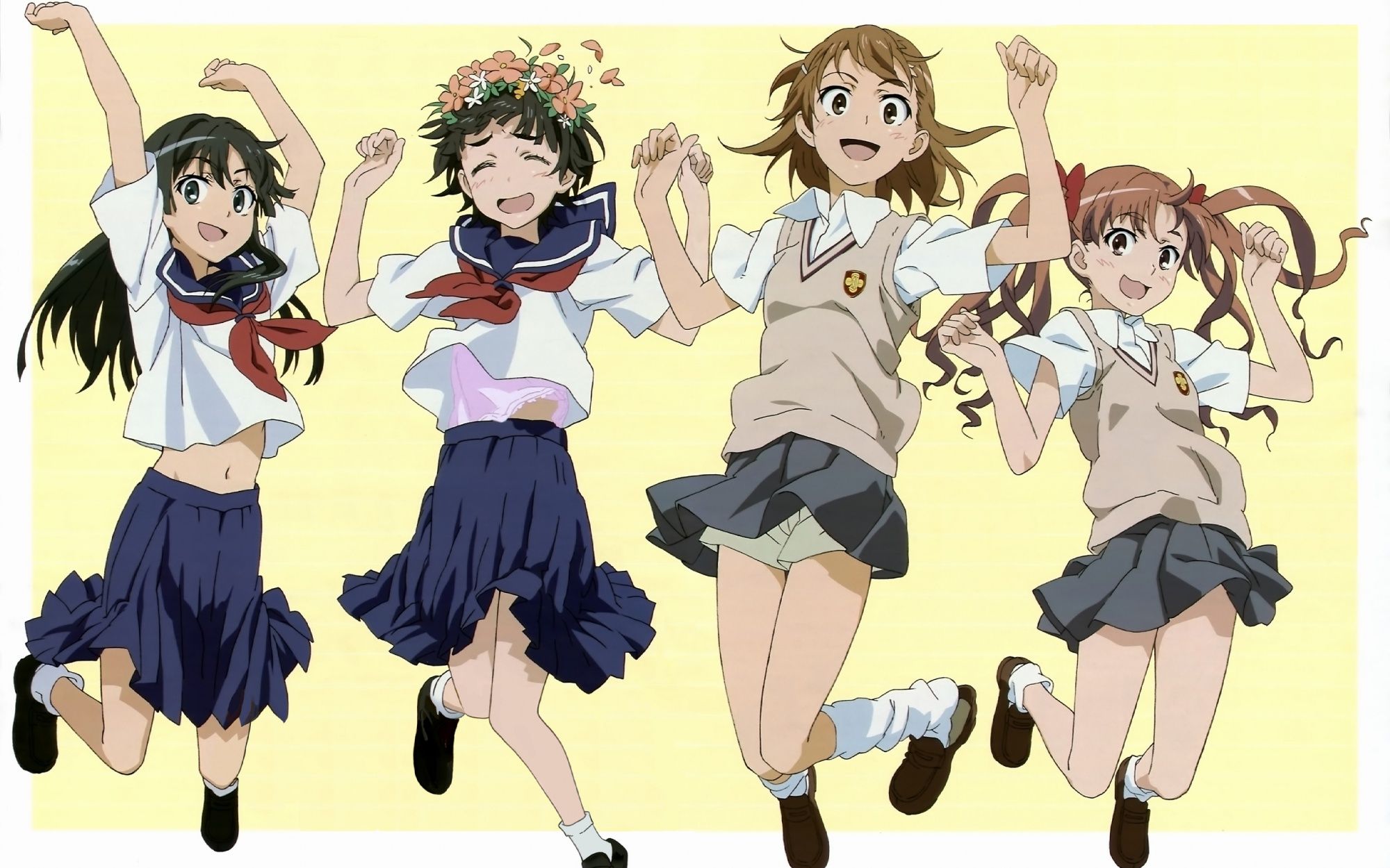 school uniforms, skirts, Misaka Mikoto, Toaru Kagaku no Railgun Wallpaper / WallpaperJam.com