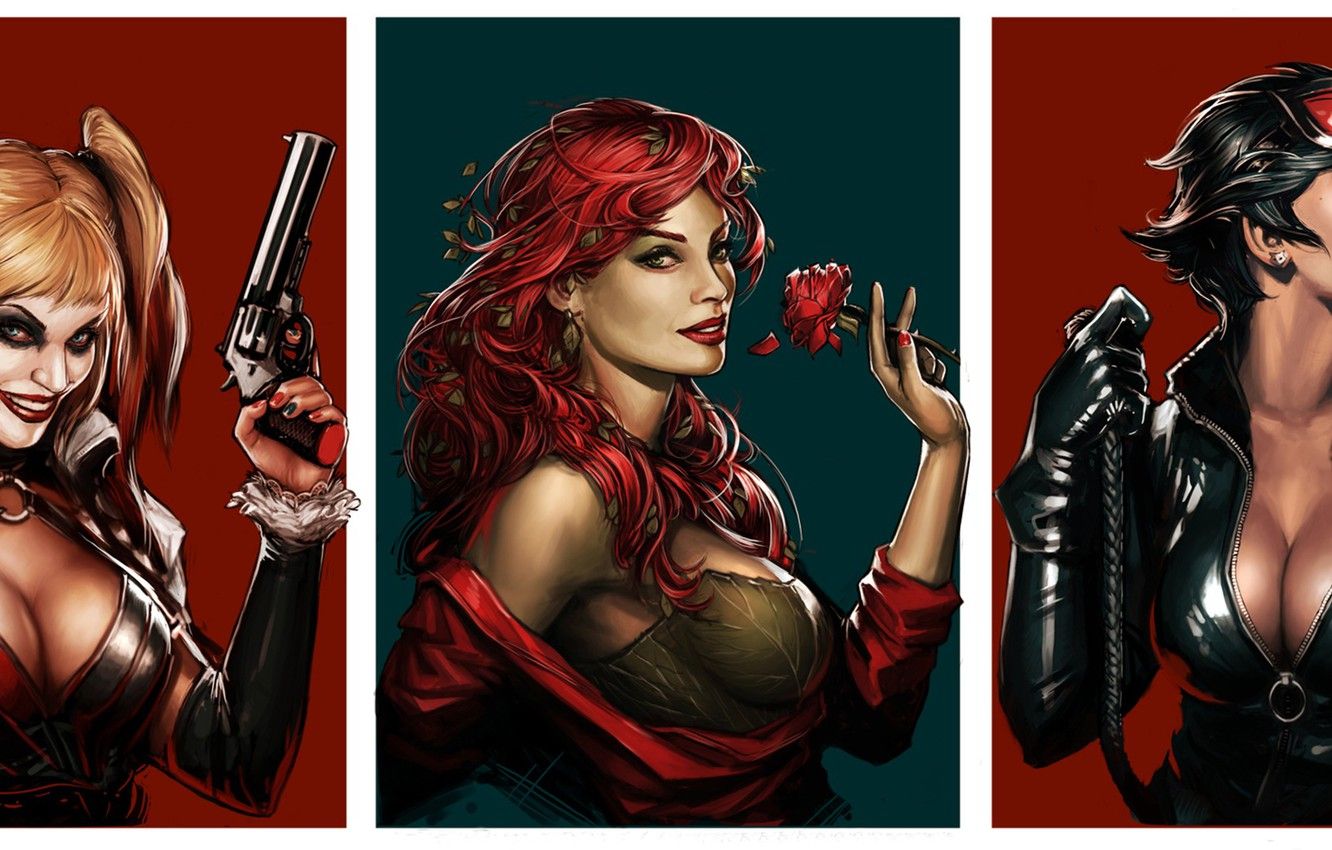 Wallpaper batman, harley quinn, DC Comics, Catwoman, Selina Kyle, Poison Ivy, Poison Ivy image for desktop, section фантастика