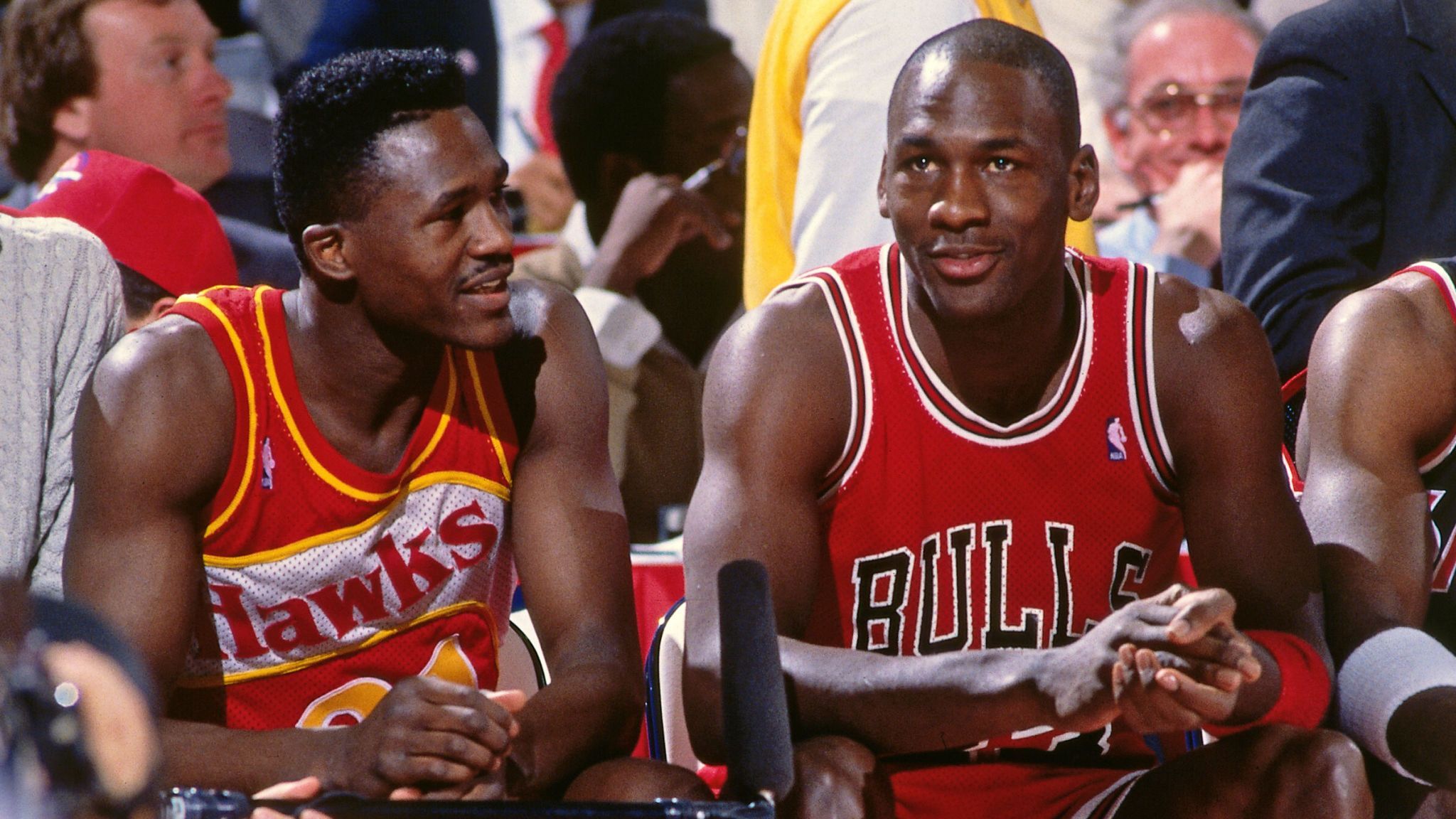 Dominque Wilkins And Michael Jordan Pictured During Vs Dominique Wilkins