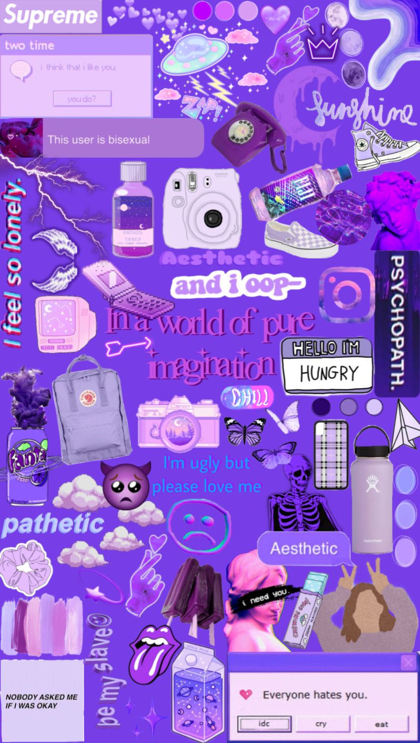 freetoedit #collage #wallpaper #purple #rainbow #aesthetic HD Wallpaper