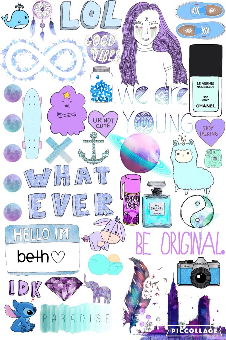 Purple Aesthetic Stickers Collage