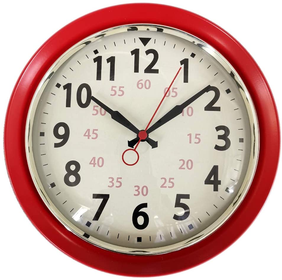 Wall Clock Countryside Style Metal Retro Vintage Wall Clock Silent Non Ticking Easy to Read for Living Room Kitchen Bedroom Office 10 Inch Red: Home & Kitchen