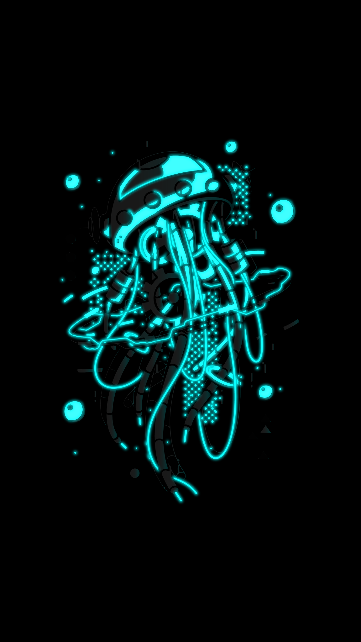 Black wallpaper amoled cyber jellyfish