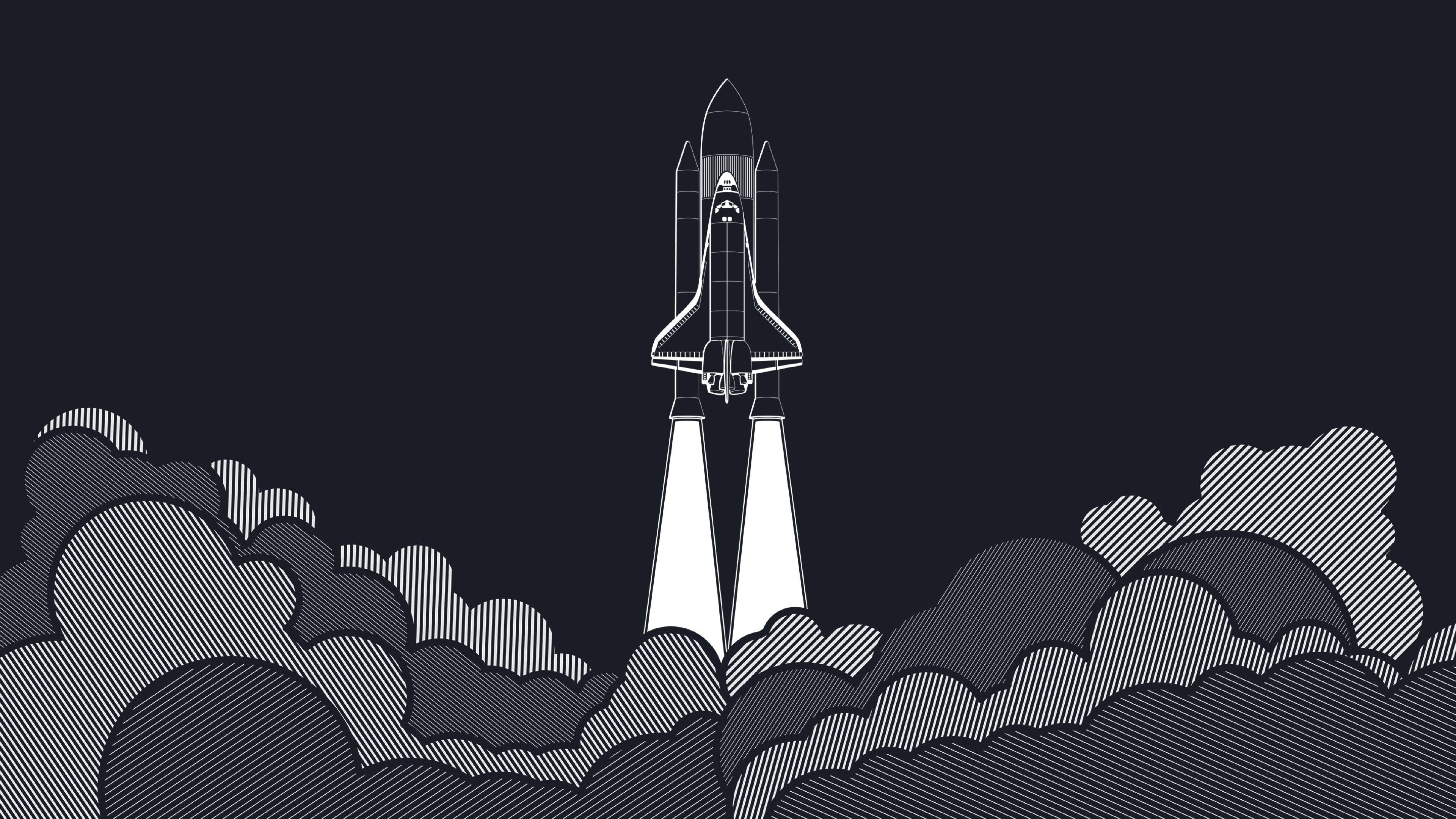 Space Shuttle Rocket Startup Concepts Minimalism 4K Wallpaper, HD Minimalist 4K Wallpaper, Image, Photo and Background