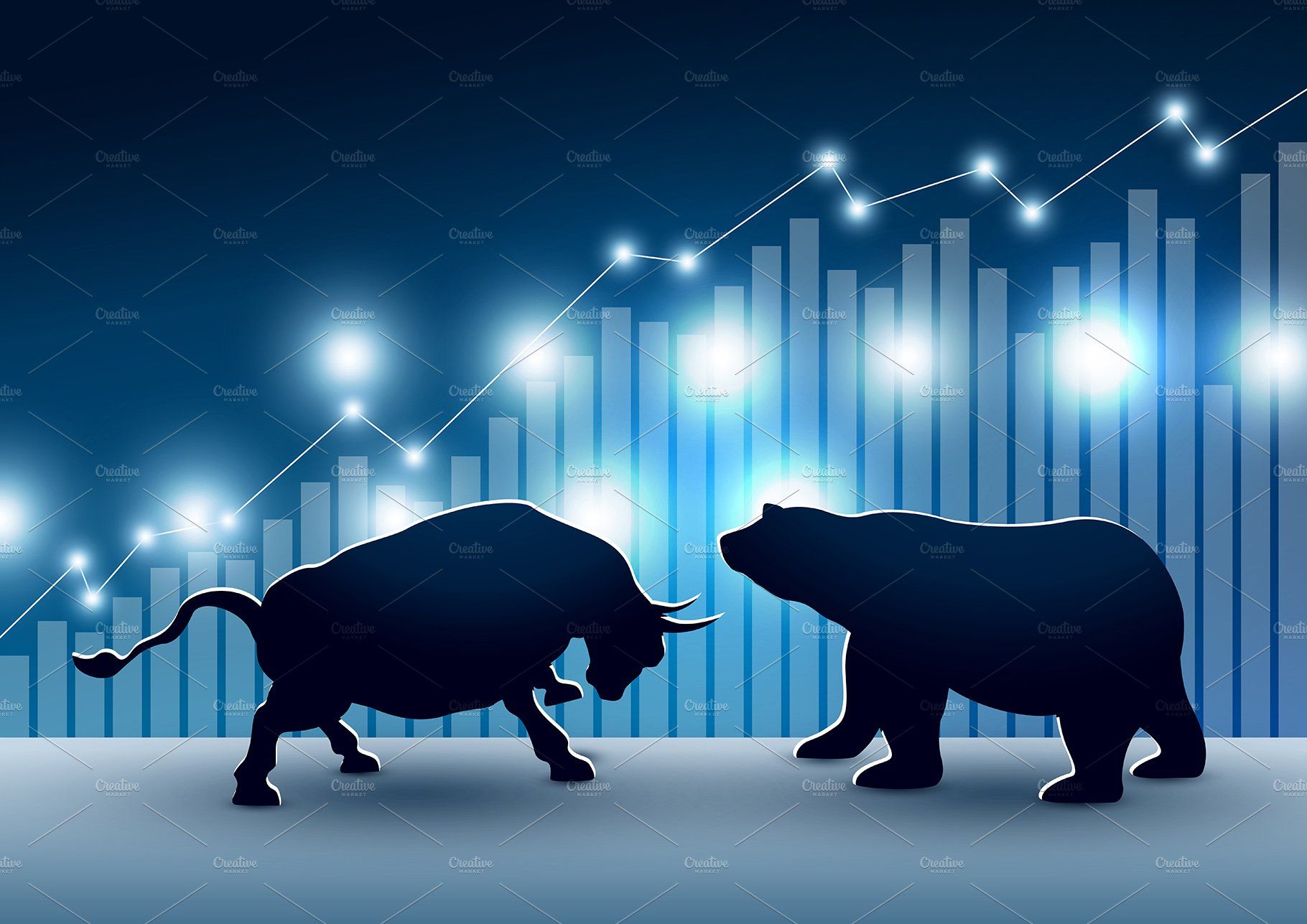 Stock market design of bull and bear. Market design, Stock market, Background design vector