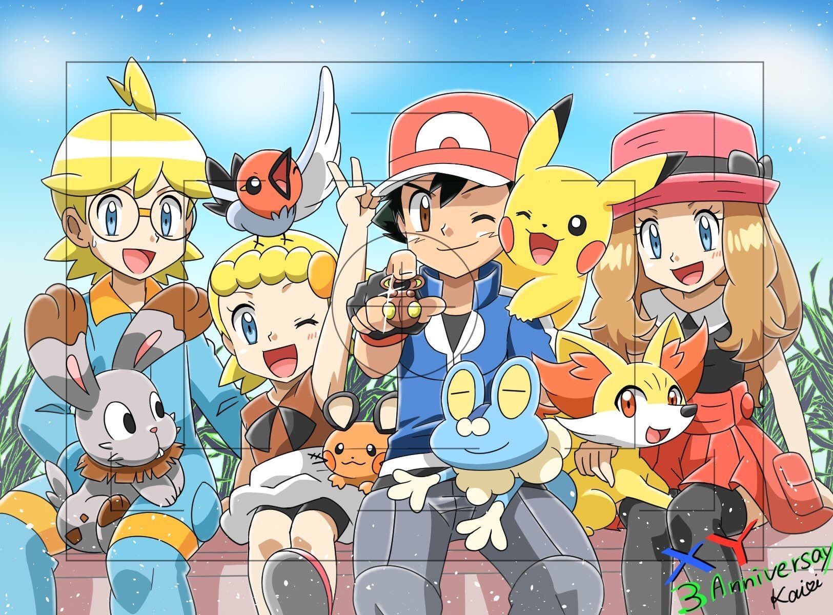 Pokémon XYZ kalos family. ASH, Serena, Clemont, and Bonnie. Pokemon, Hình vui, Nhật ký nghệ thuật
