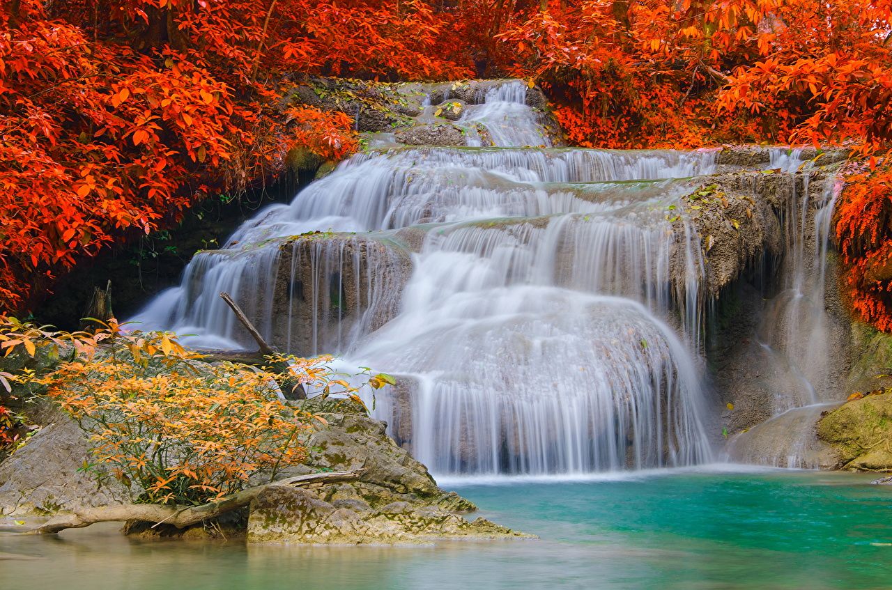 image Autumn Nature Waterfalls Seasons