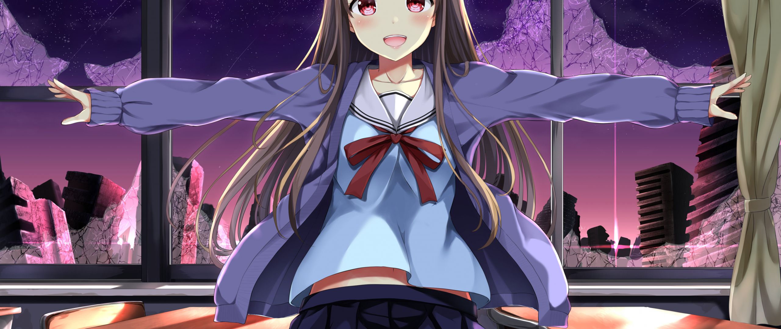 Download 2560x1080 Wallpaper Open Arms, Anime Girl, Cute, Original, 4k, Dual Wide, Widescreen, 2560x1080 HD Image, Background, 25273