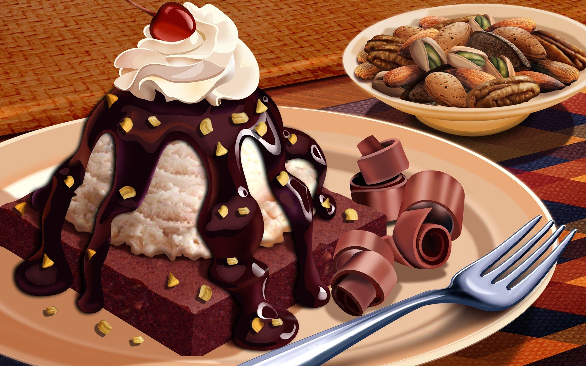 PSD Food illustrations 3194 chocolate dessert and cereal breakfast Wallpaper Wallpaper 74404