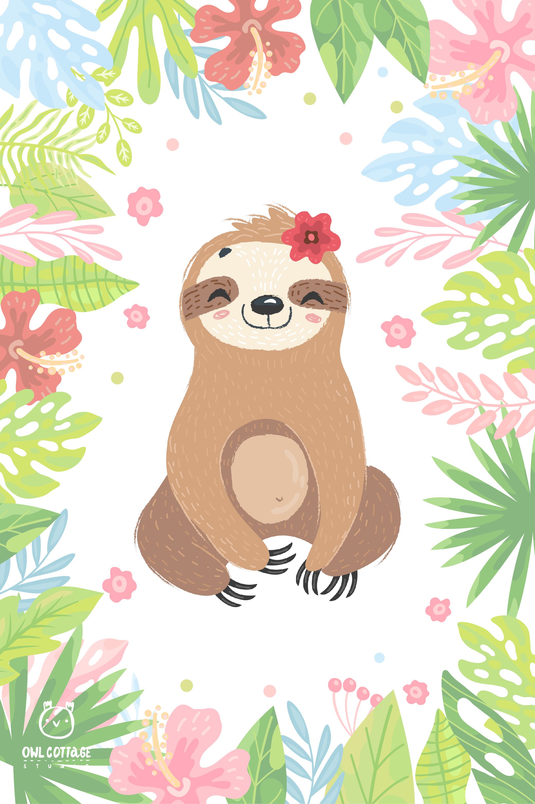 Cute Sloth Clipart Collection, Cute Cartoon Sloth. Sloth art, Cute drawings, Cute sloth