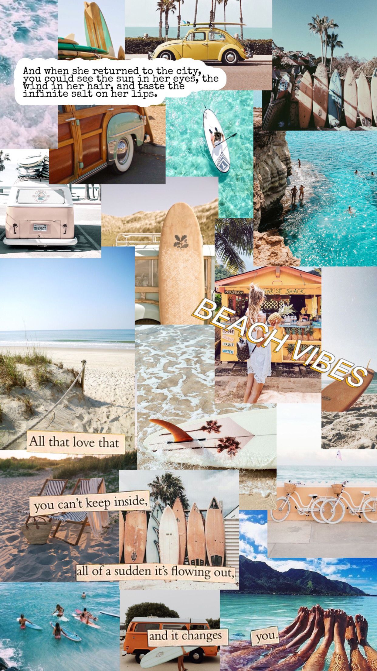 ♡ beachy collage wallpaper ♡. Homescreen wallpaper, Aesthetic pastel wallpaper, Collage background