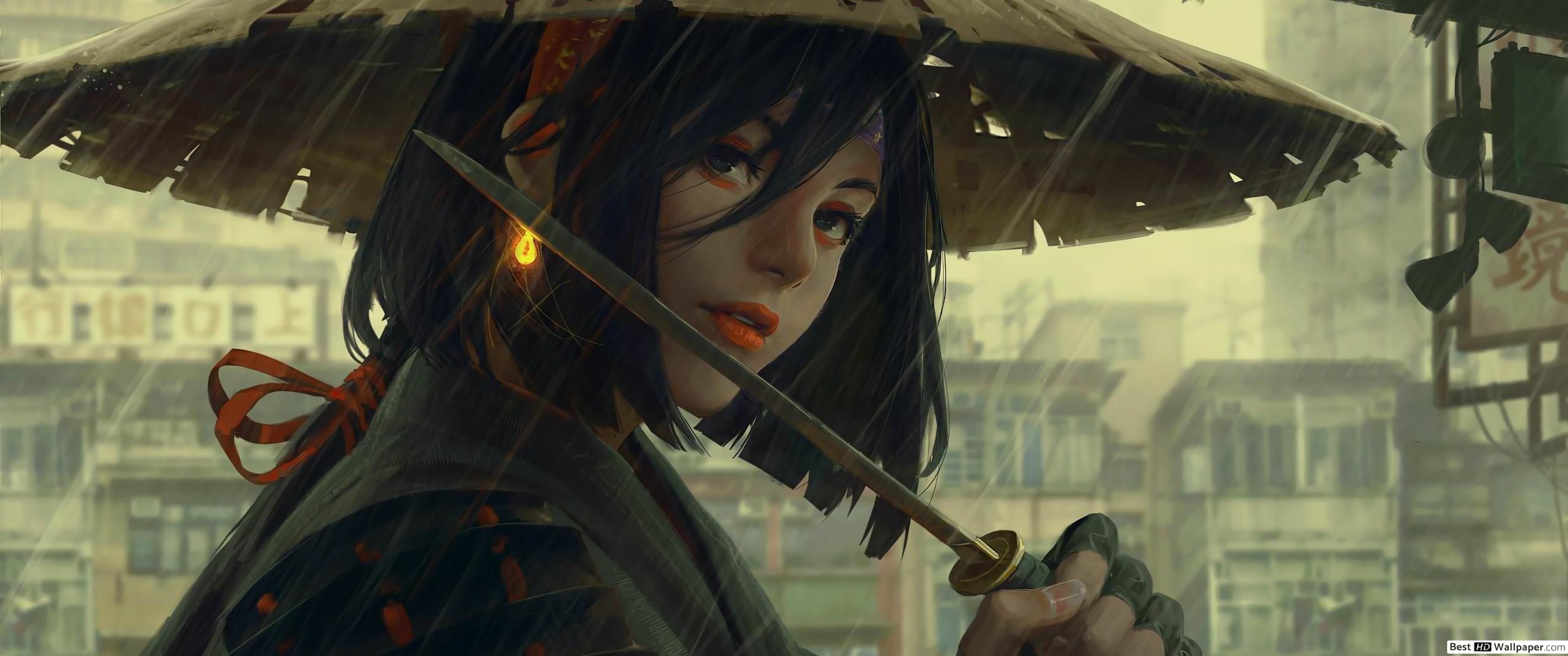 Samurai Girl Warrior HD wallpaper download
