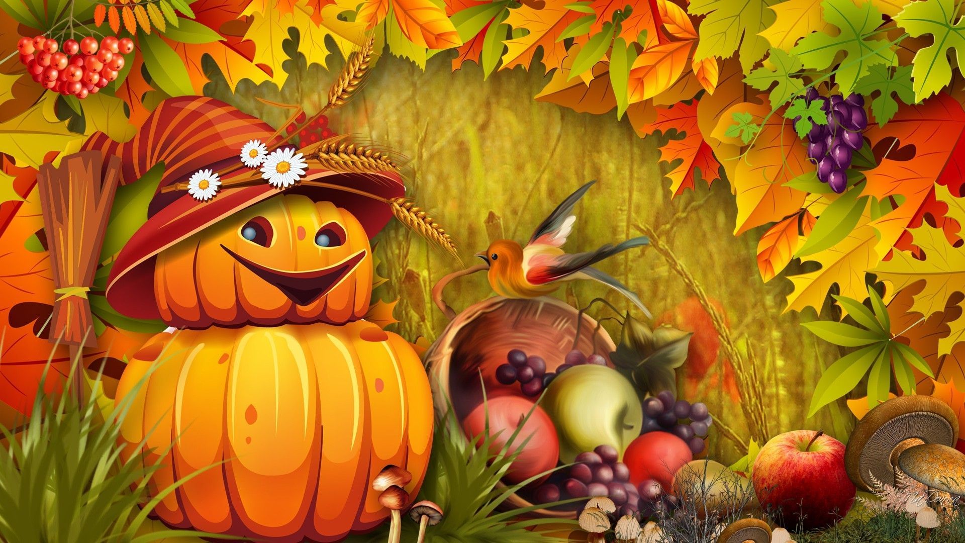 autumn wallpaper with pumpkins. Fall Leaves Pumpkins. Fall wallpaper, Pumpkin wallpaper, Bright wallpaper