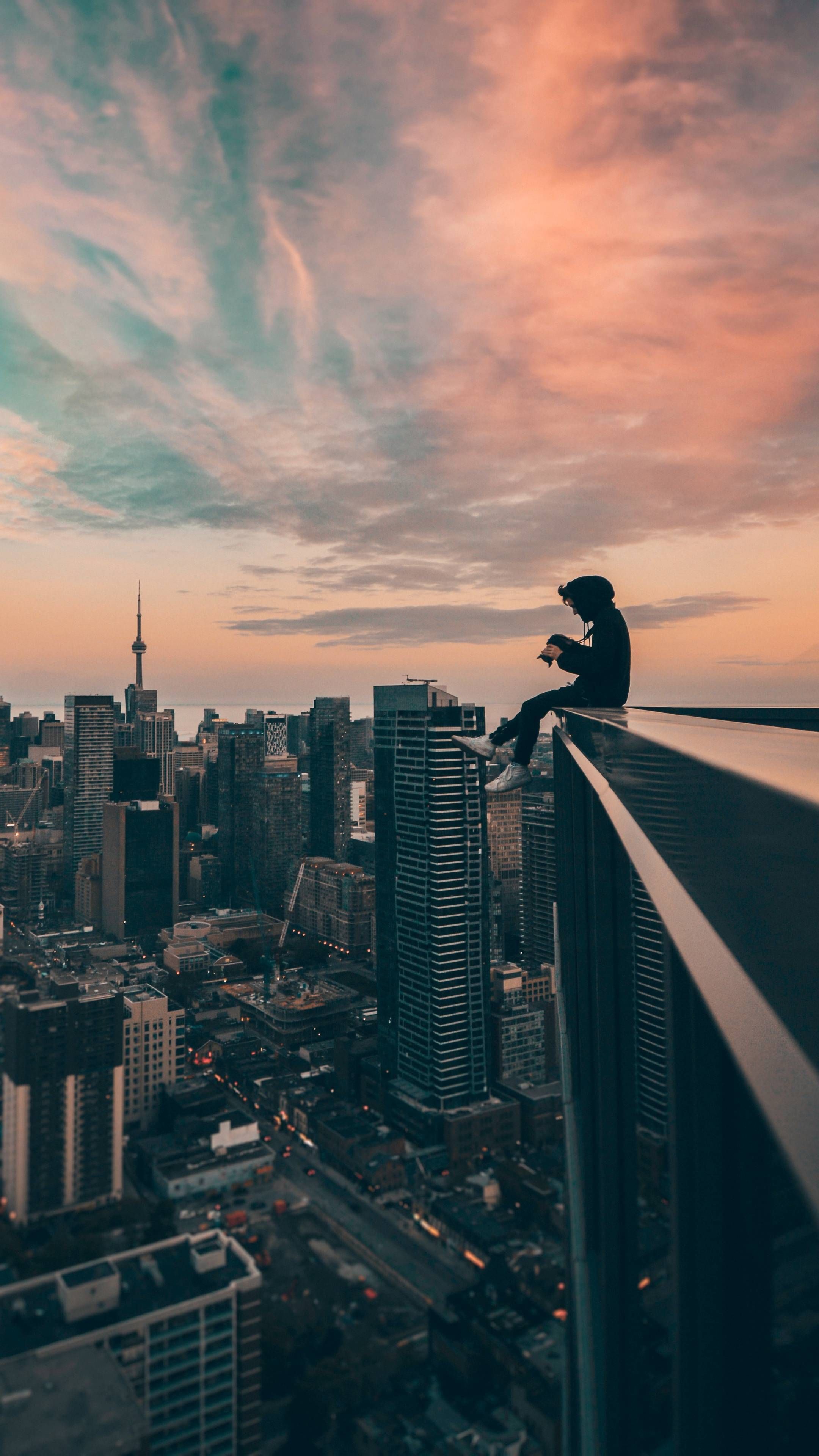 A Man Sitting on Top of a Building. Phone wallpaper for men, Anime scenery wallpaper, Anime scenery