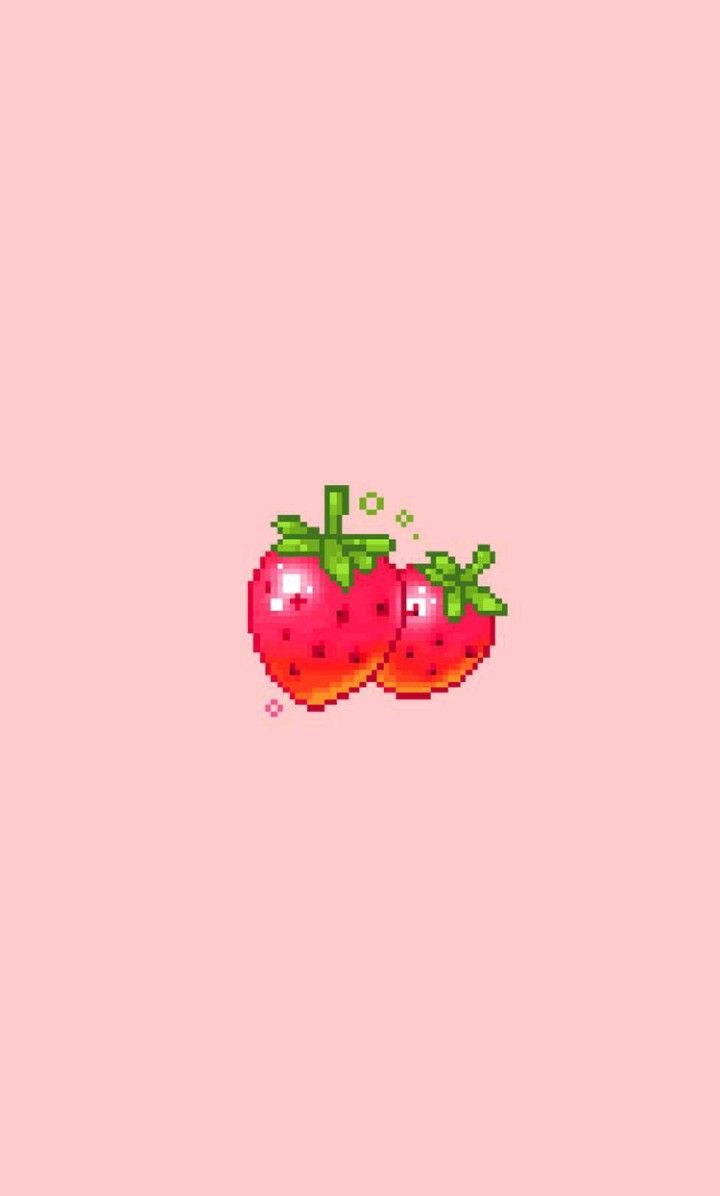 strawberry, strawberries, kawaii and pixel art