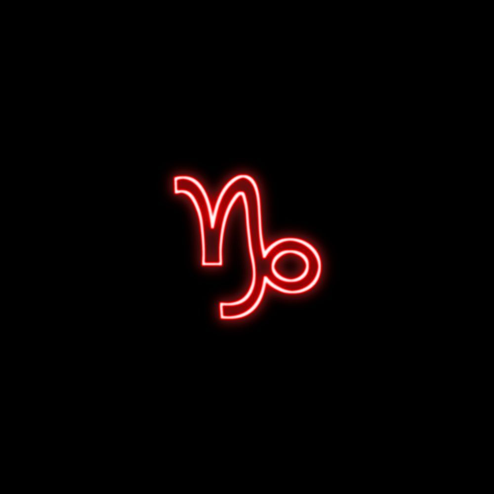 Bright Red Neon The Goat Star Sign Art Print By PodArtist Small. Star Sign Art, Capricorn Aesthetic, Neon Wallpaper