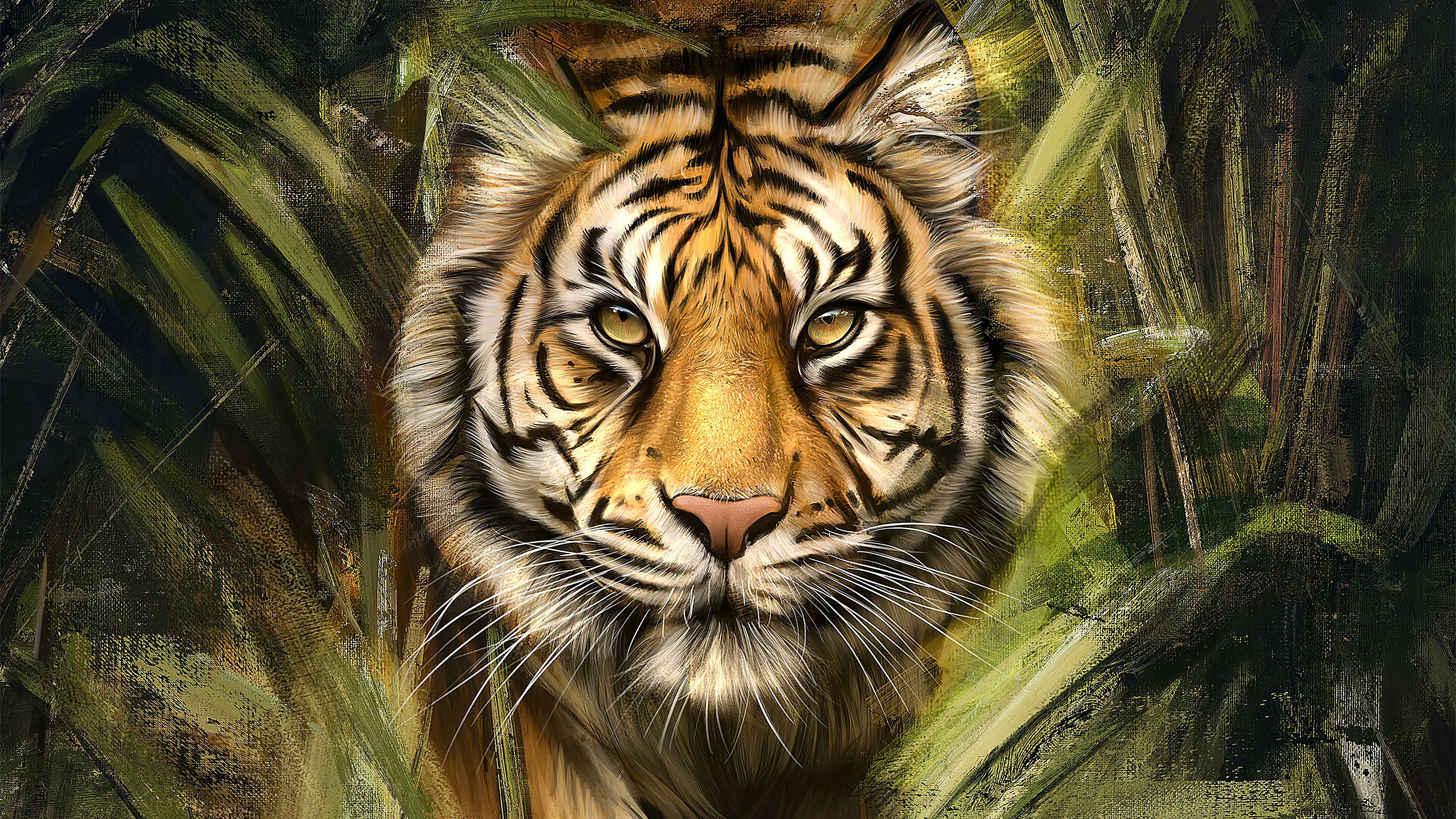 Tiger Painting Art, HD Animals, 4k Wallpaper, Image, Background, Photo and Picture