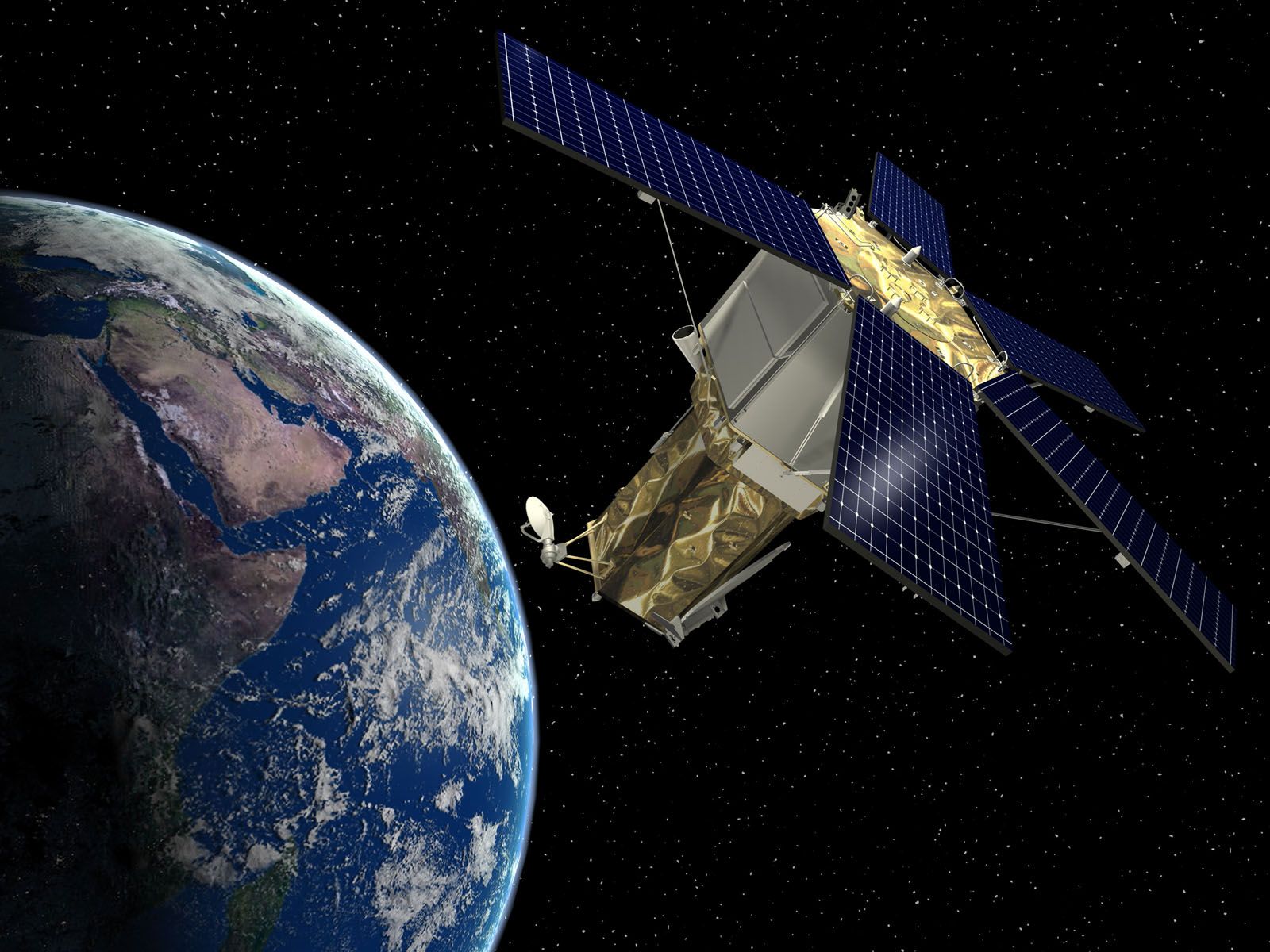 3D nature wallpaper: Space Satellites Wallpaper